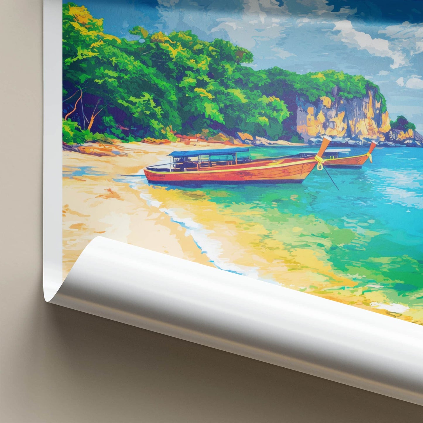 Ko Samet Poster - Thailand Travel Art - Tropical Beach Boats Home Decor