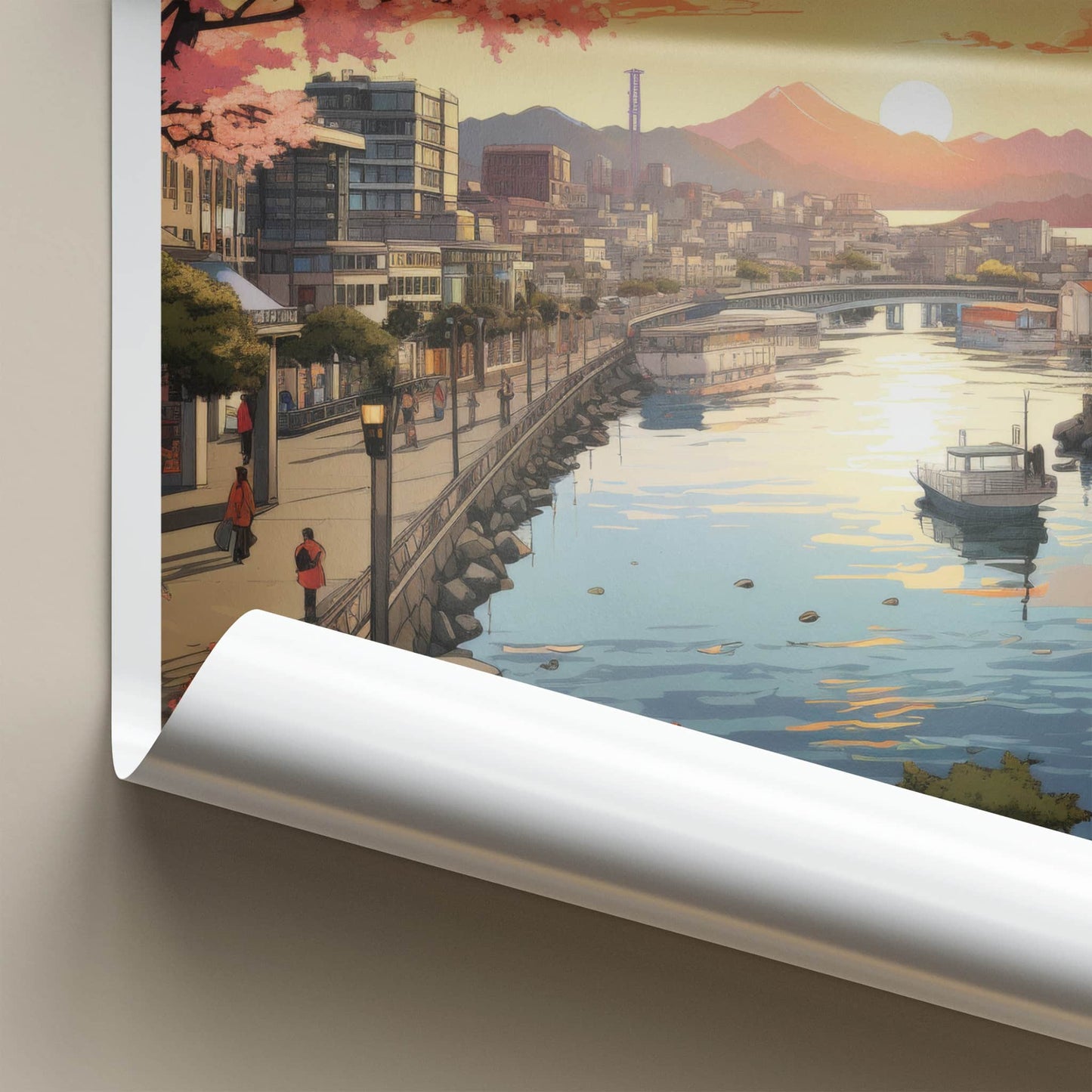 Kobe Poster - Japan Wall Art - Blossom City Panorama Home Decor