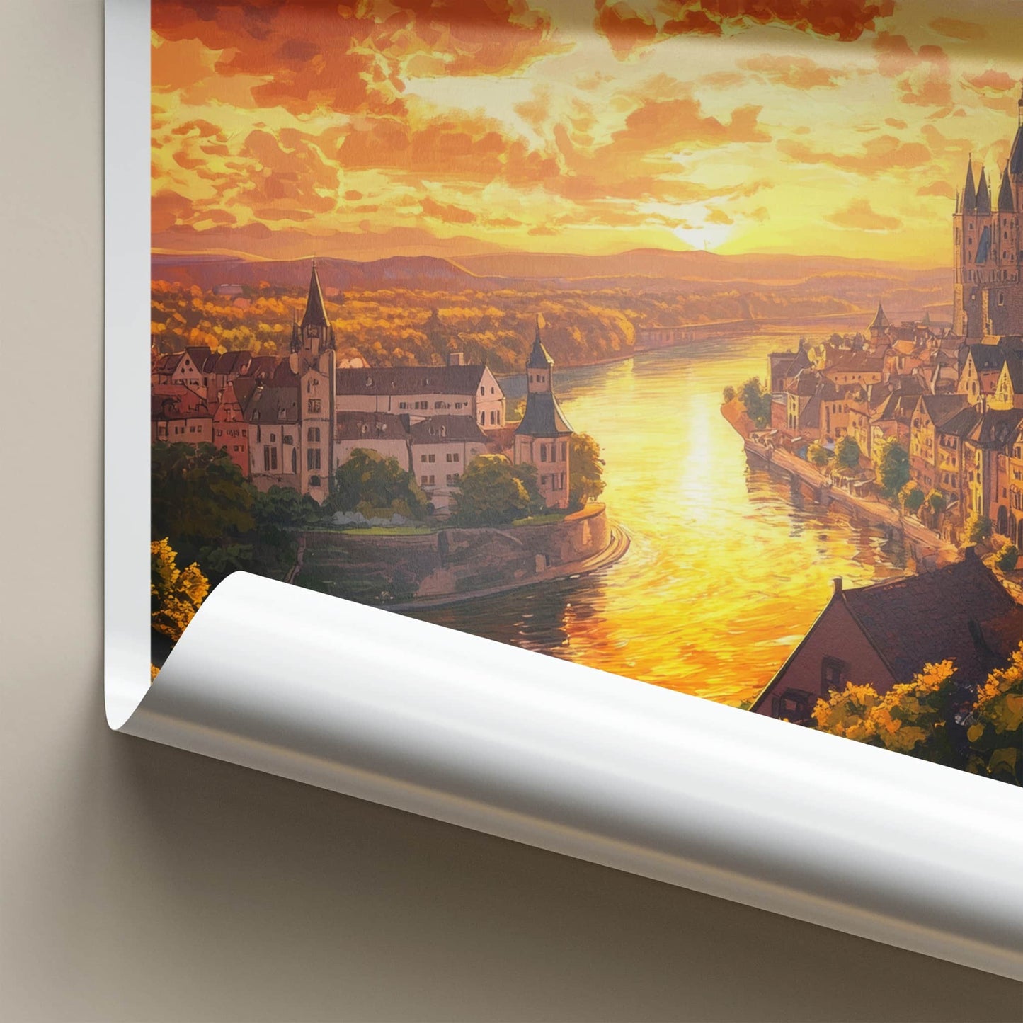 Koblenz Poster - Germany Framed Print - Vibrant City River Sunset Framed Decor