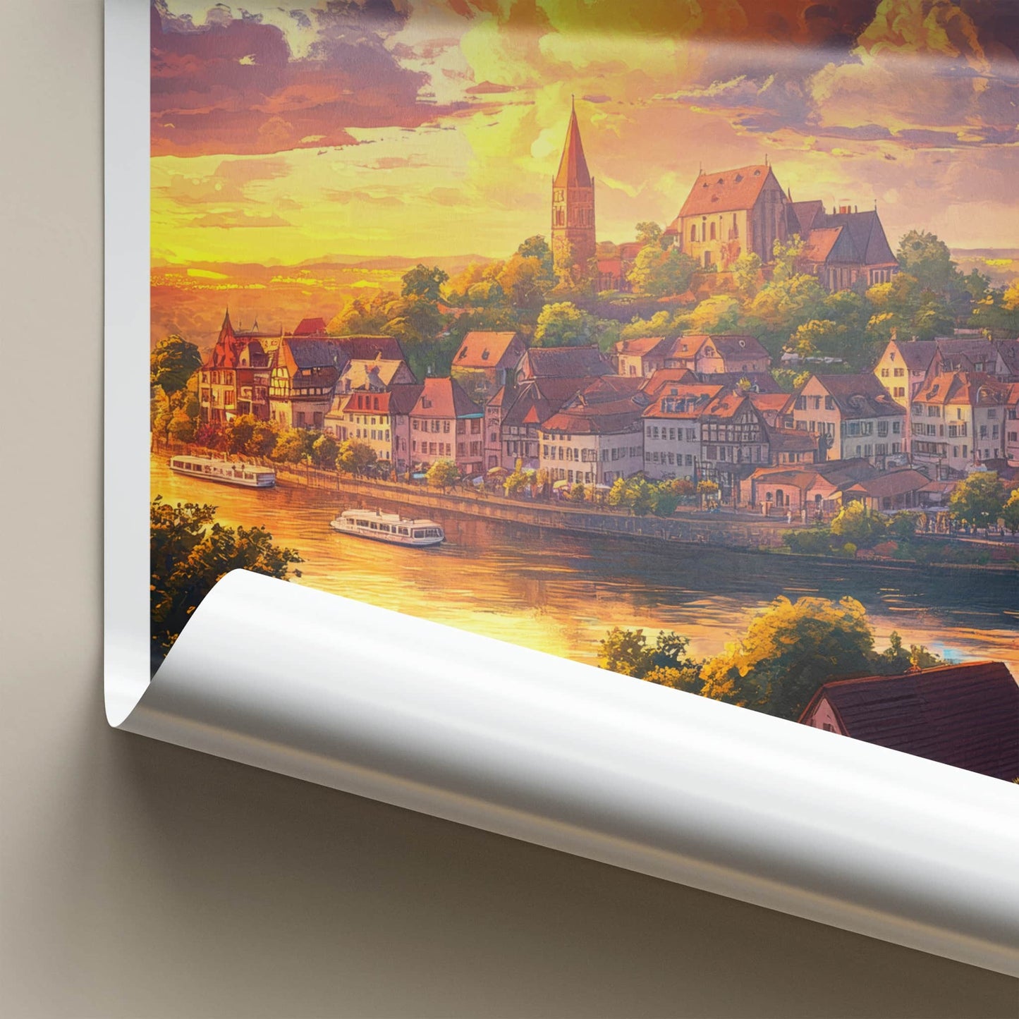 Koblenz Poster - Germany Travel Art - Riverside Town Sunset Home Decor