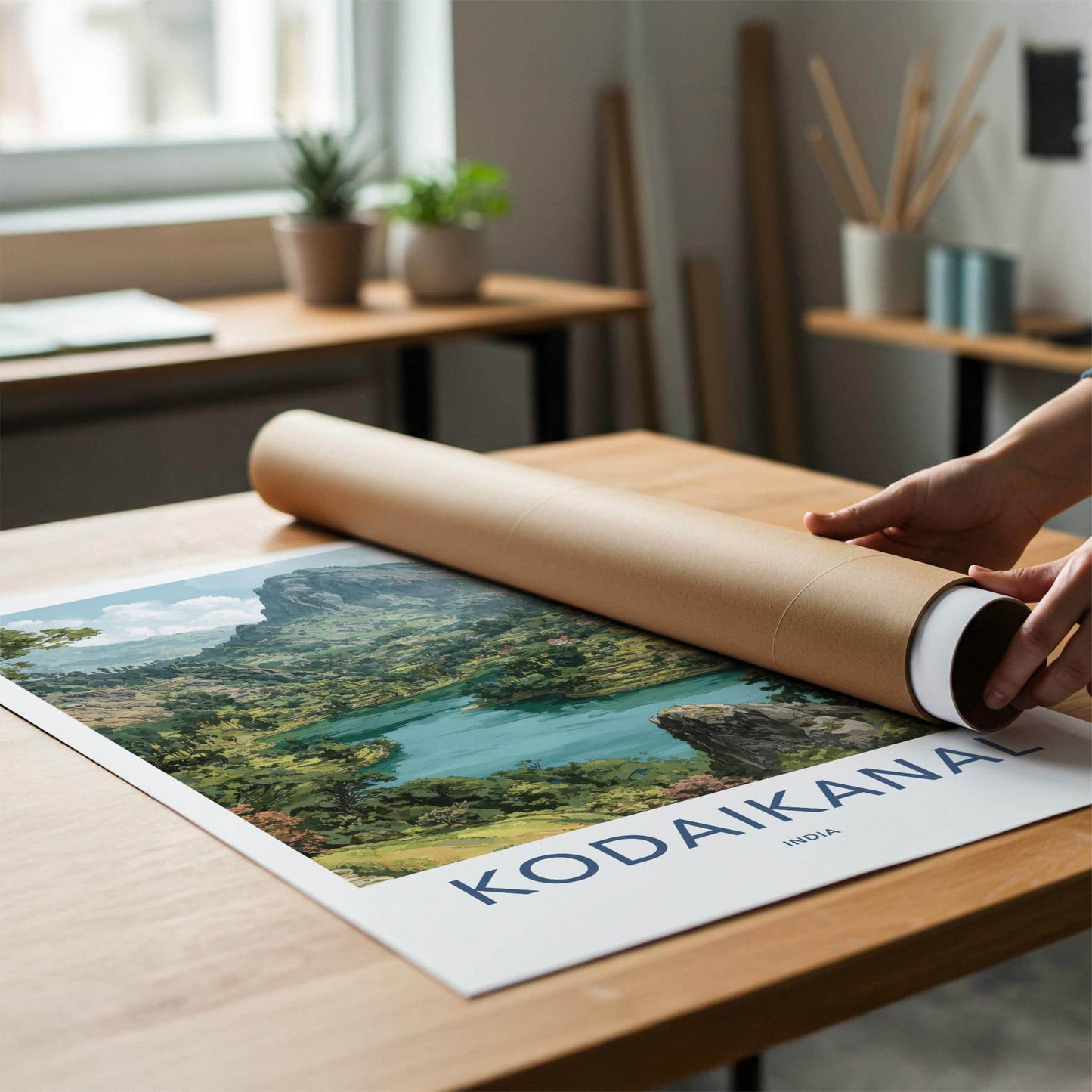 Kodaikanal Poster - India Travel Art - Tamil Nadu Mountain Lake Home Decor
