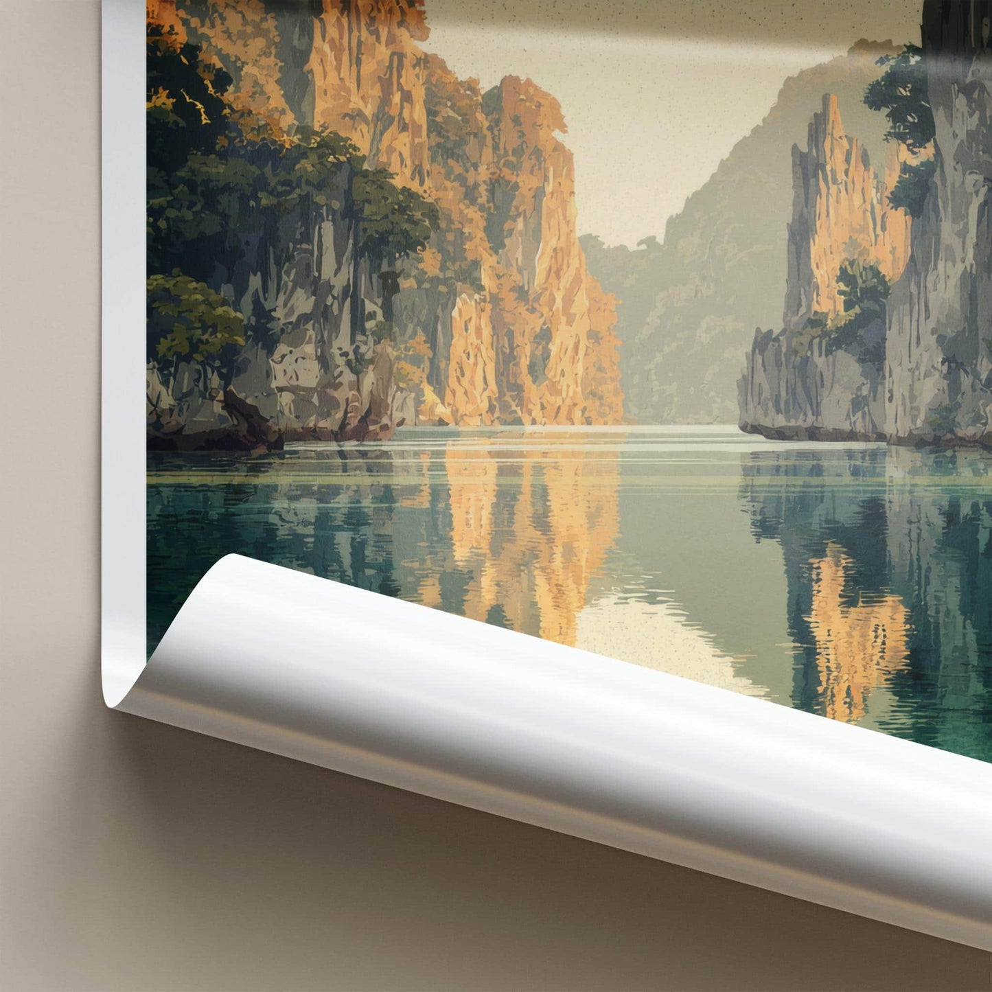 Koh Hong Poster - Thailand Travel Art - Rocky Cliffs Reflection Home Decor