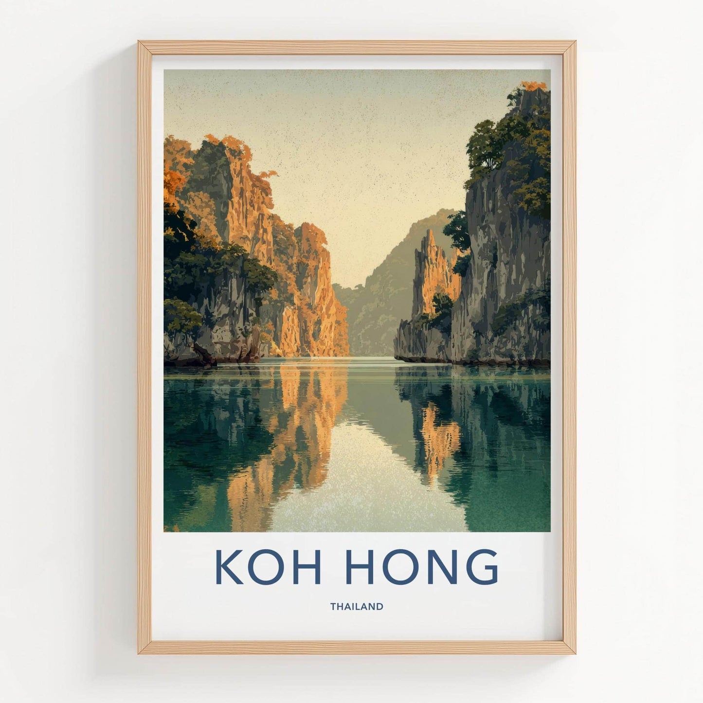 Koh Hong Poster - Thailand Travel Art - Rocky Cliffs Reflection Home Decor