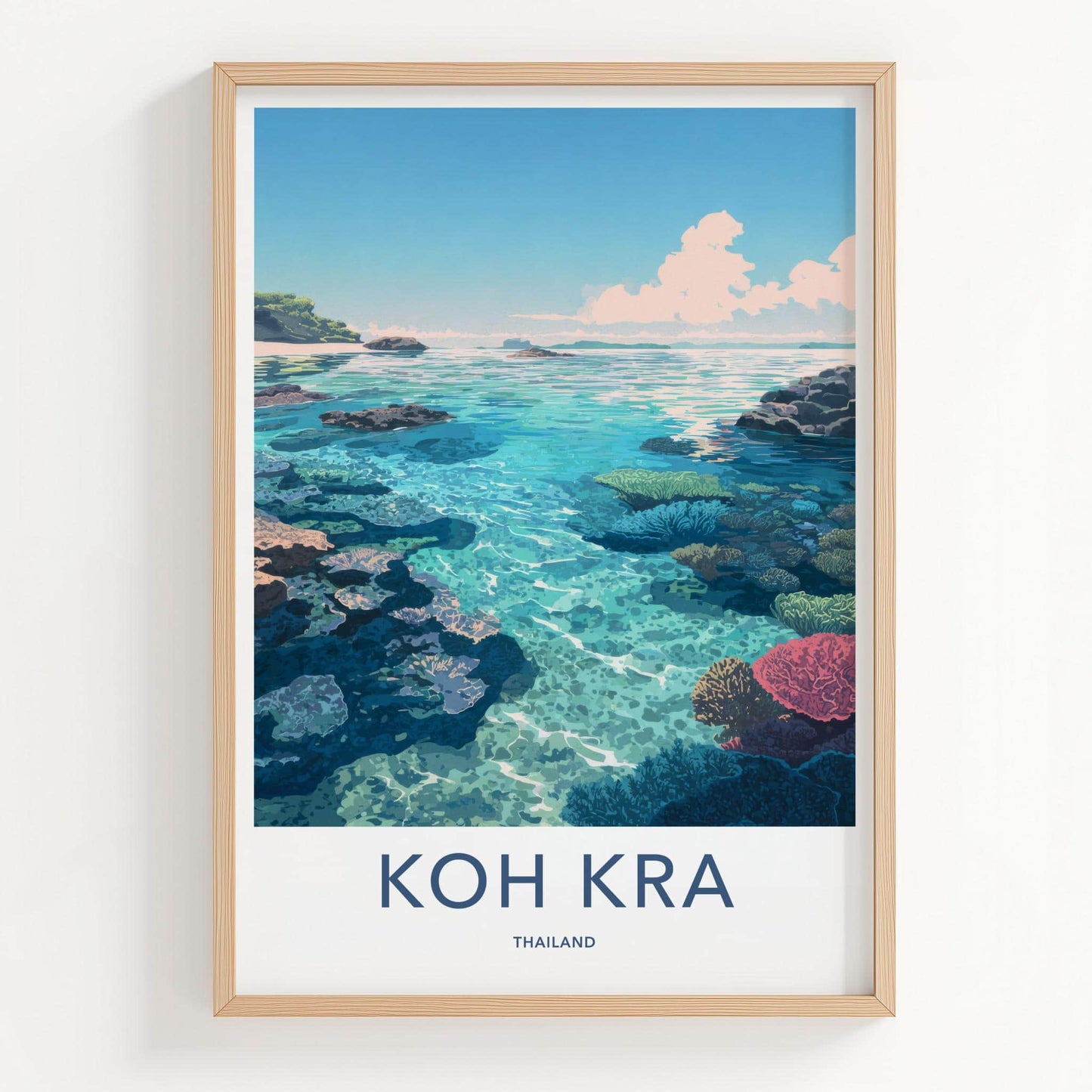 Koh Kra Poster - Thailand Travel Art - Vibrant Coral Reef Home Decor