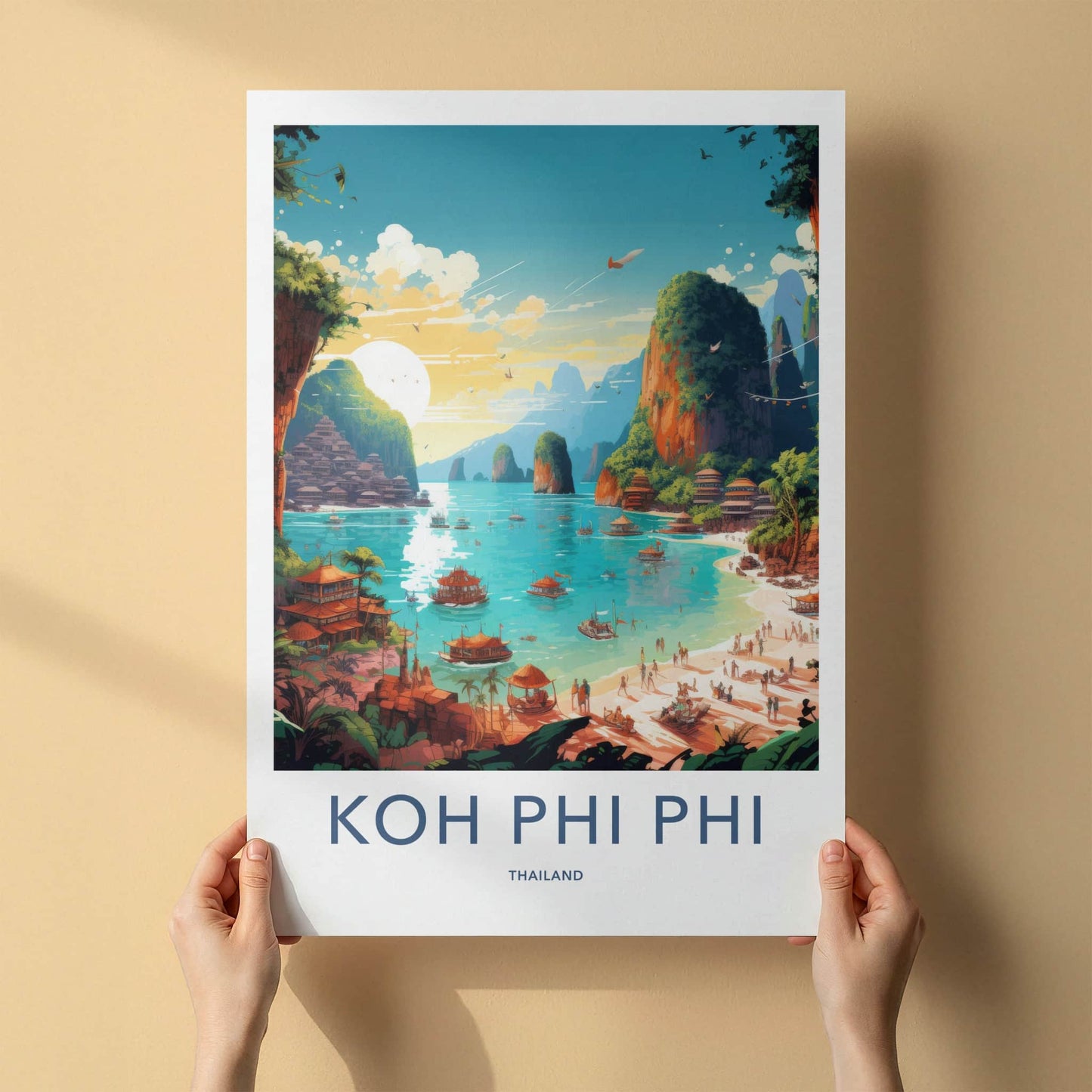 KOH PHI PHI Poster - Thailand Travel Art - Vibrant Island Resort Home Decor