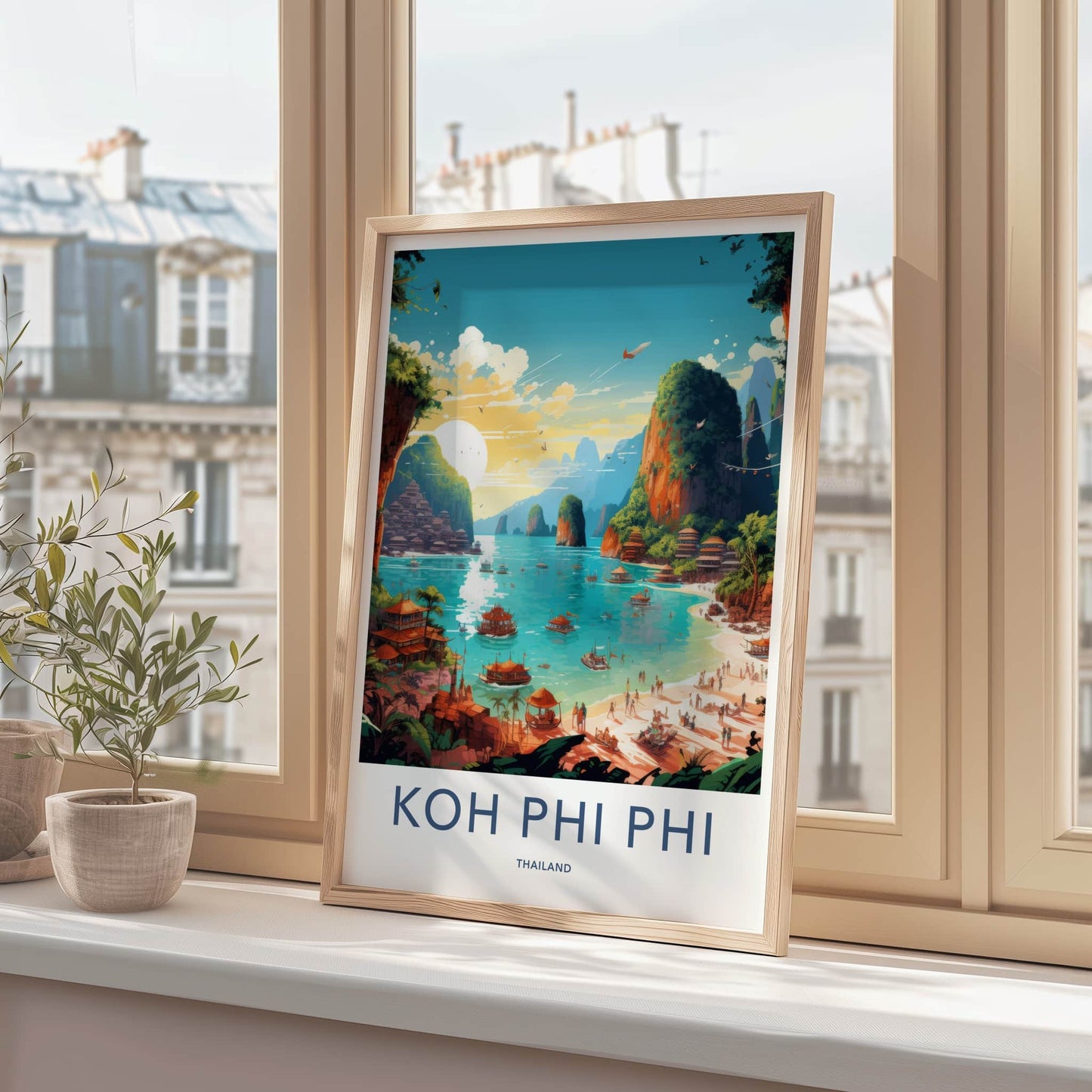 KOH PHI PHI Poster - Thailand Travel Art - Vibrant Island Resort Home Decor