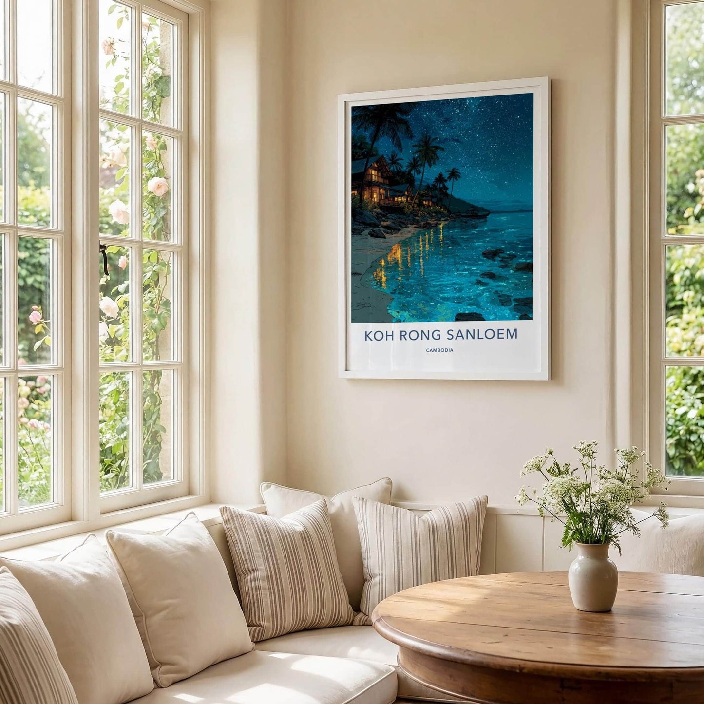 KOH RONG SANLOEM Poster - Cambodia Travel Art - Starry Night Beach Home Decor