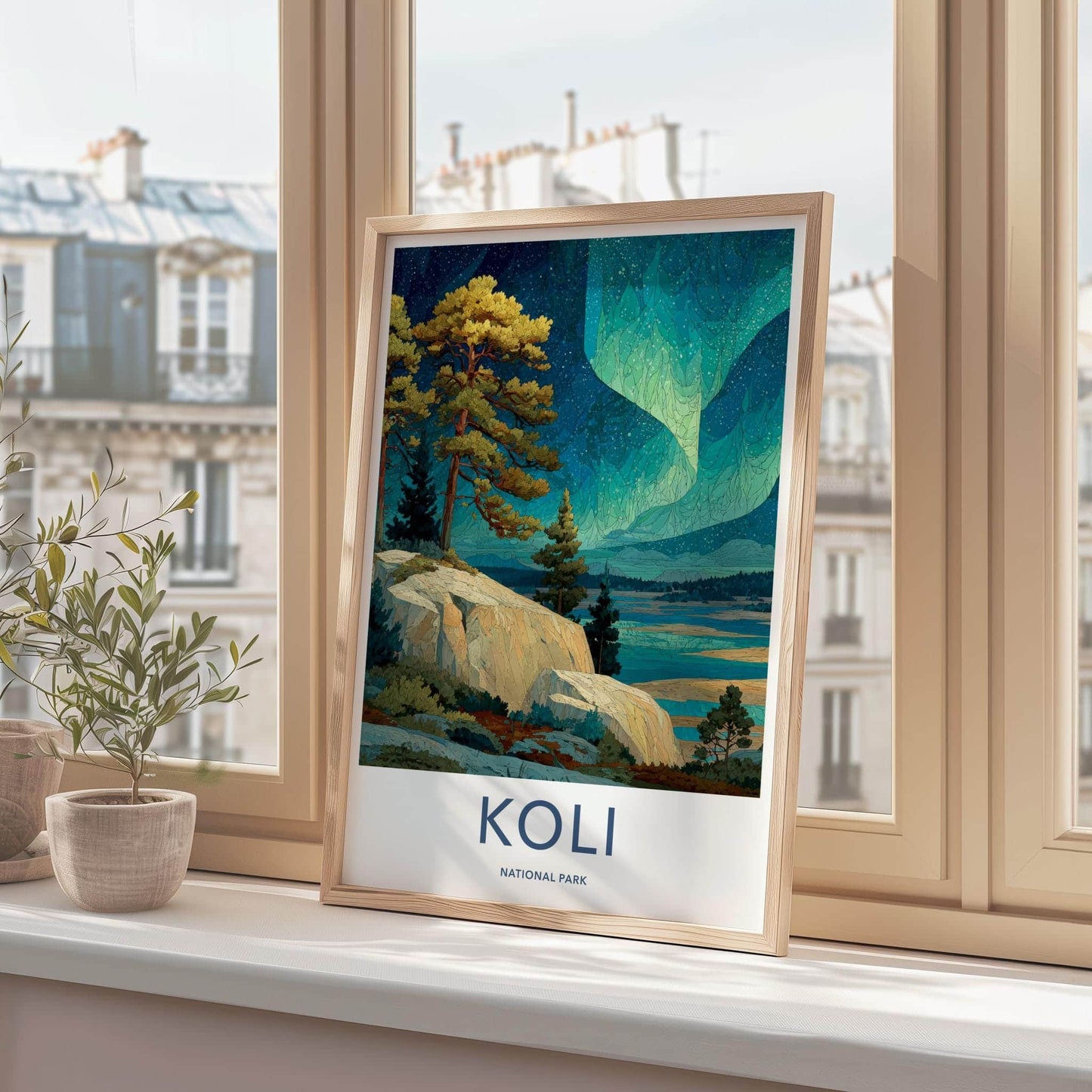 Koli National Park Poster - Finland Travel Art - Vibrant Aurora Sky Home Decor