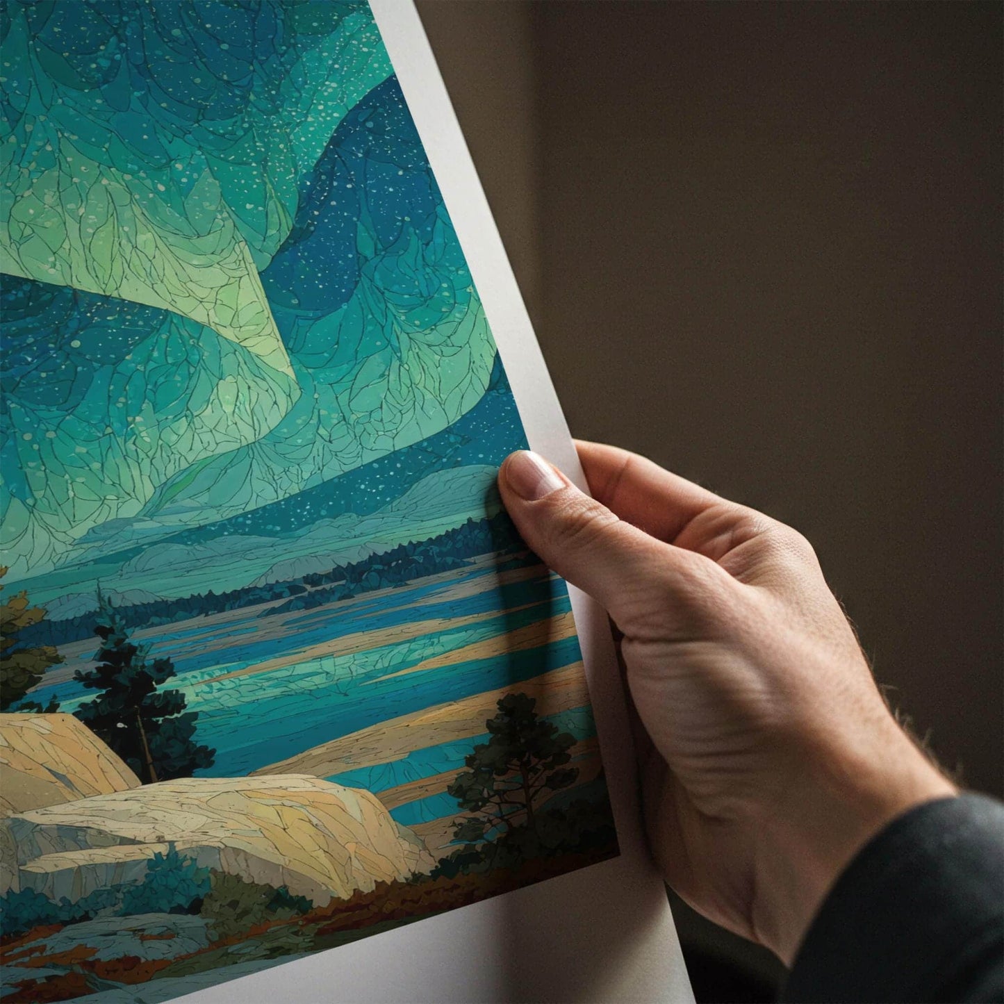 Koli National Park Poster - Finland Travel Art - Vibrant Aurora Sky Home Decor