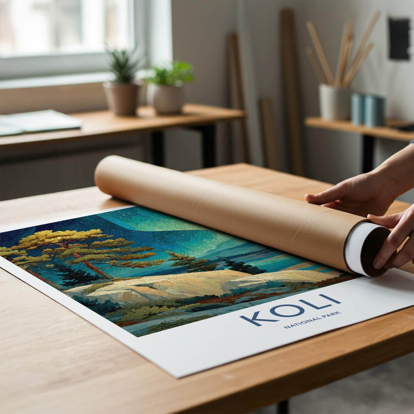 Koli National Park Poster - Finland Travel Art - Vibrant Aurora Sky Home Decor