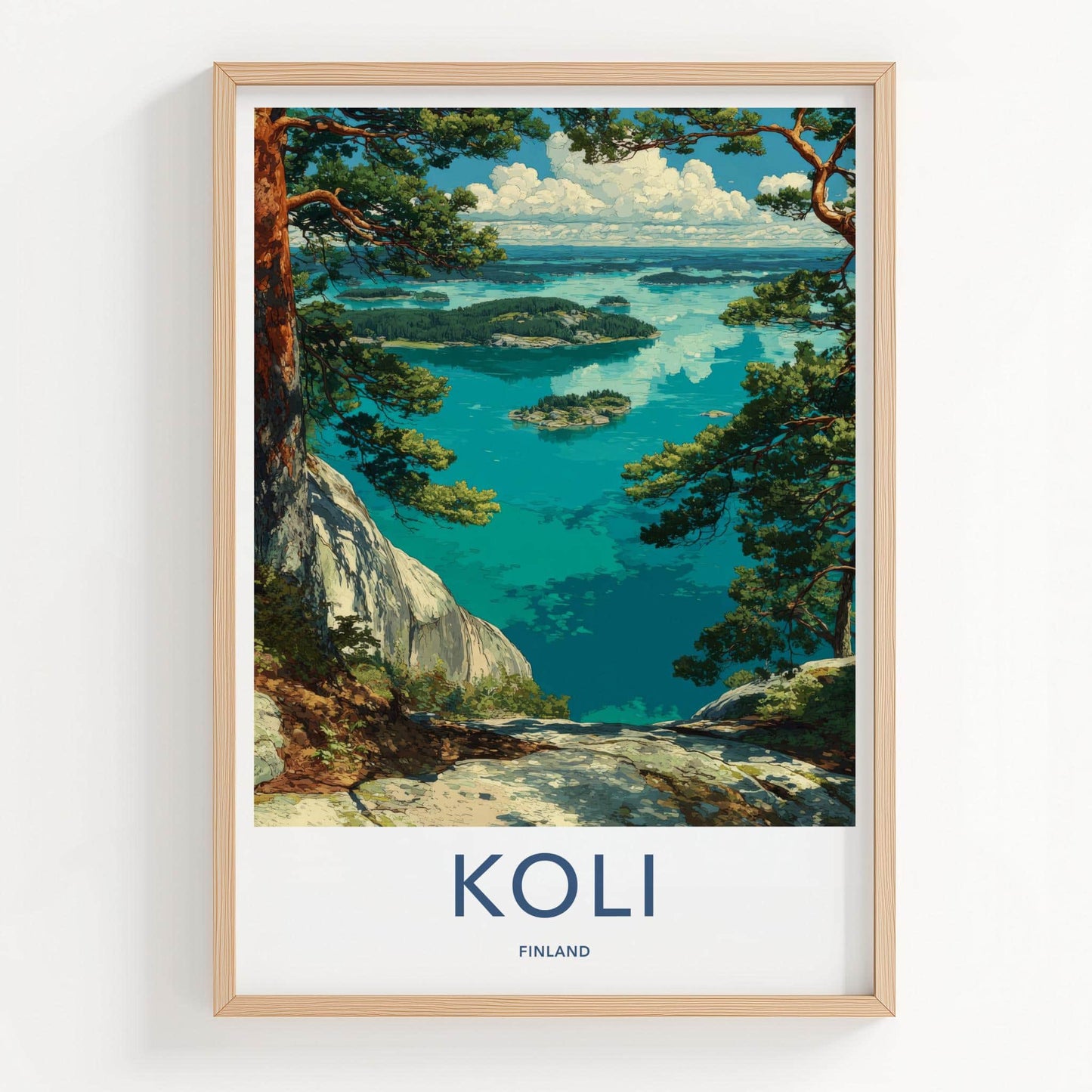 Koli Poster - Finland Travel Art - Turquoise Water Islands Home Decor