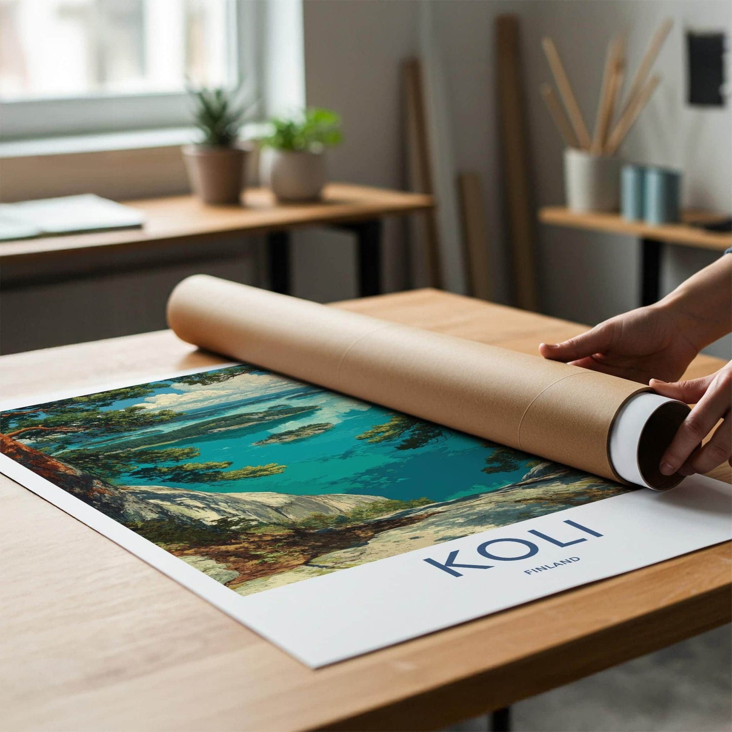 Koli Poster - Finland Travel Art - Turquoise Water Islands Home Decor
