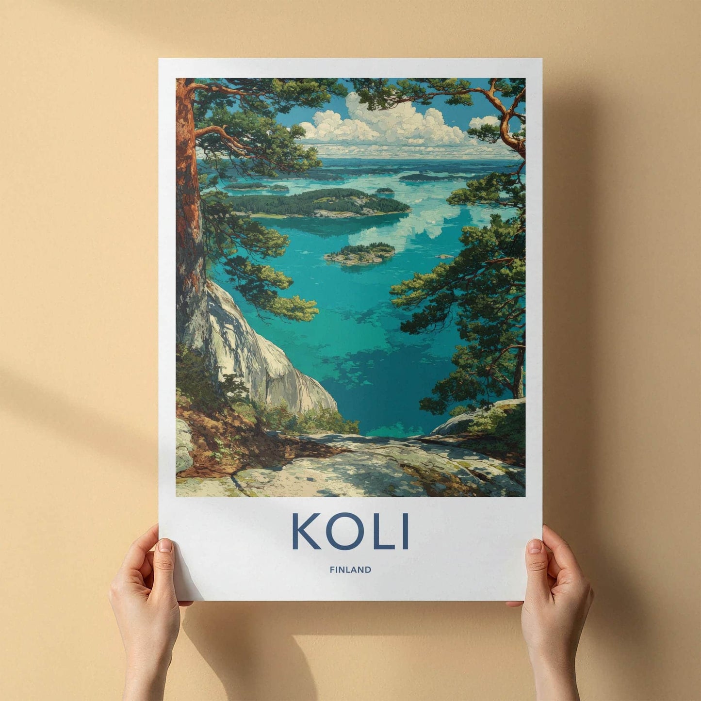 Koli Poster - Finland Travel Art - Turquoise Water Islands Home Decor