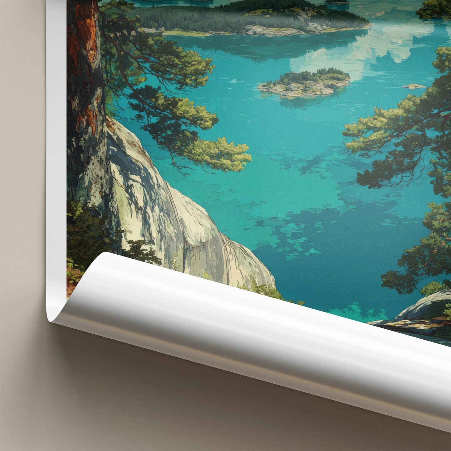 Koli Poster - Finland Travel Art - Turquoise Water Islands Home Decor