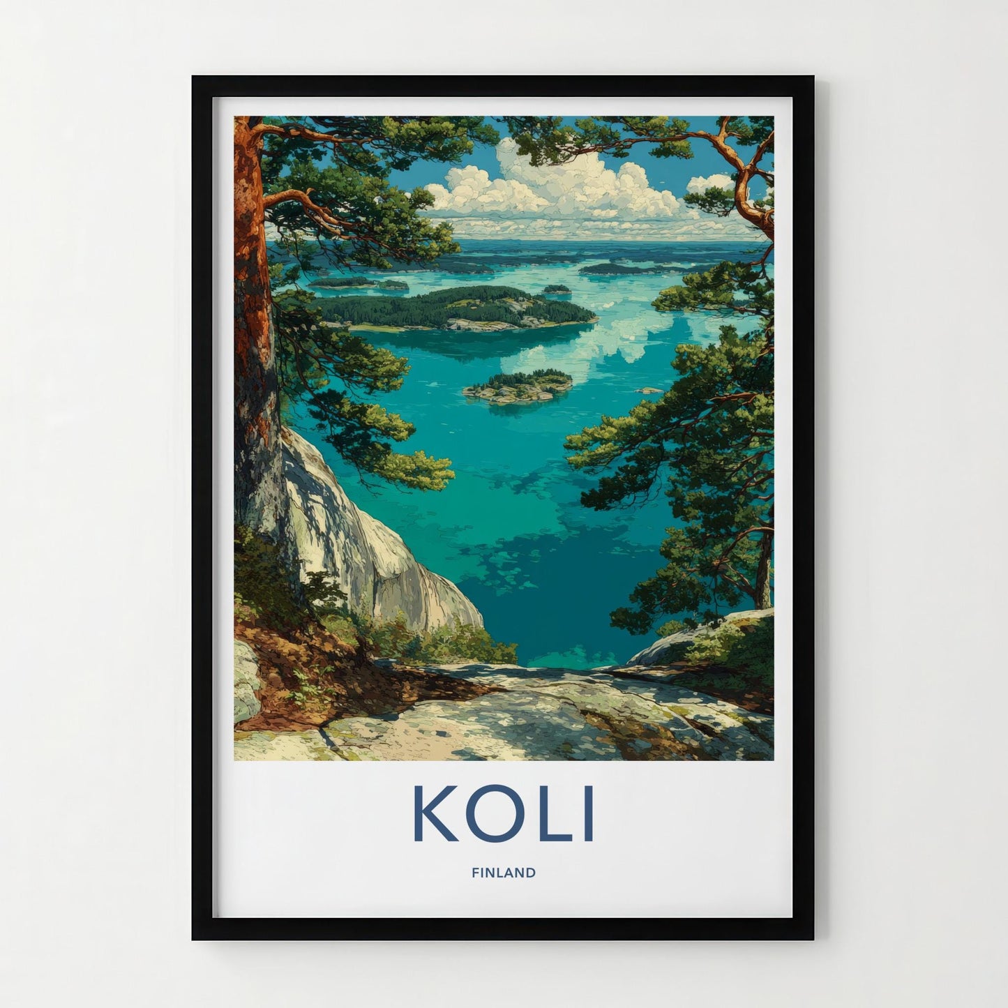 Koli Poster - Finland Travel Art - Turquoise Water Islands Home Decor