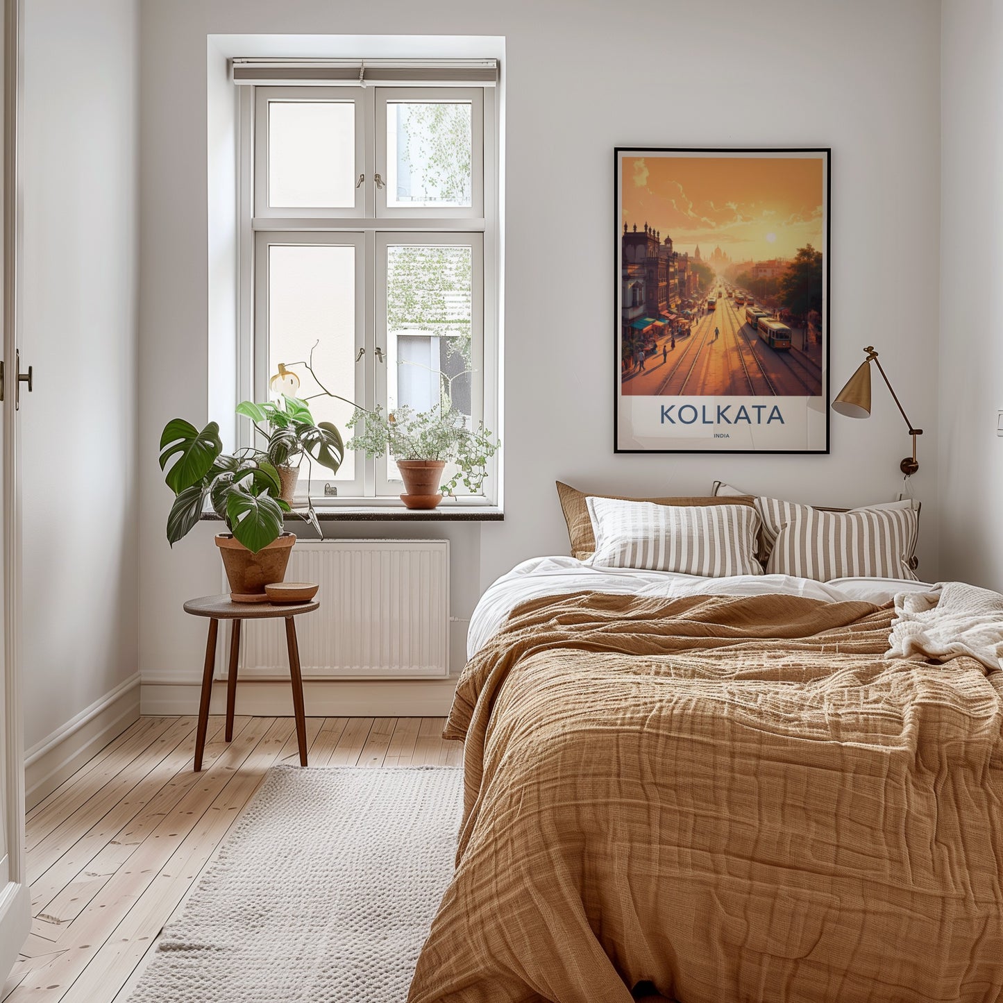 Kolkata Poster - India Art Print - West Bengal Golden Hour Street Wall Decor