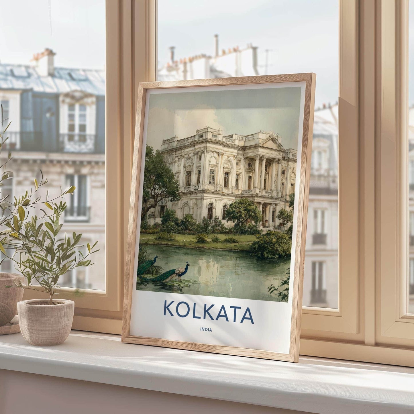 Kolkata Poster - India Framed Art - West Bengal Palace Lake Peacocks Gallery Art