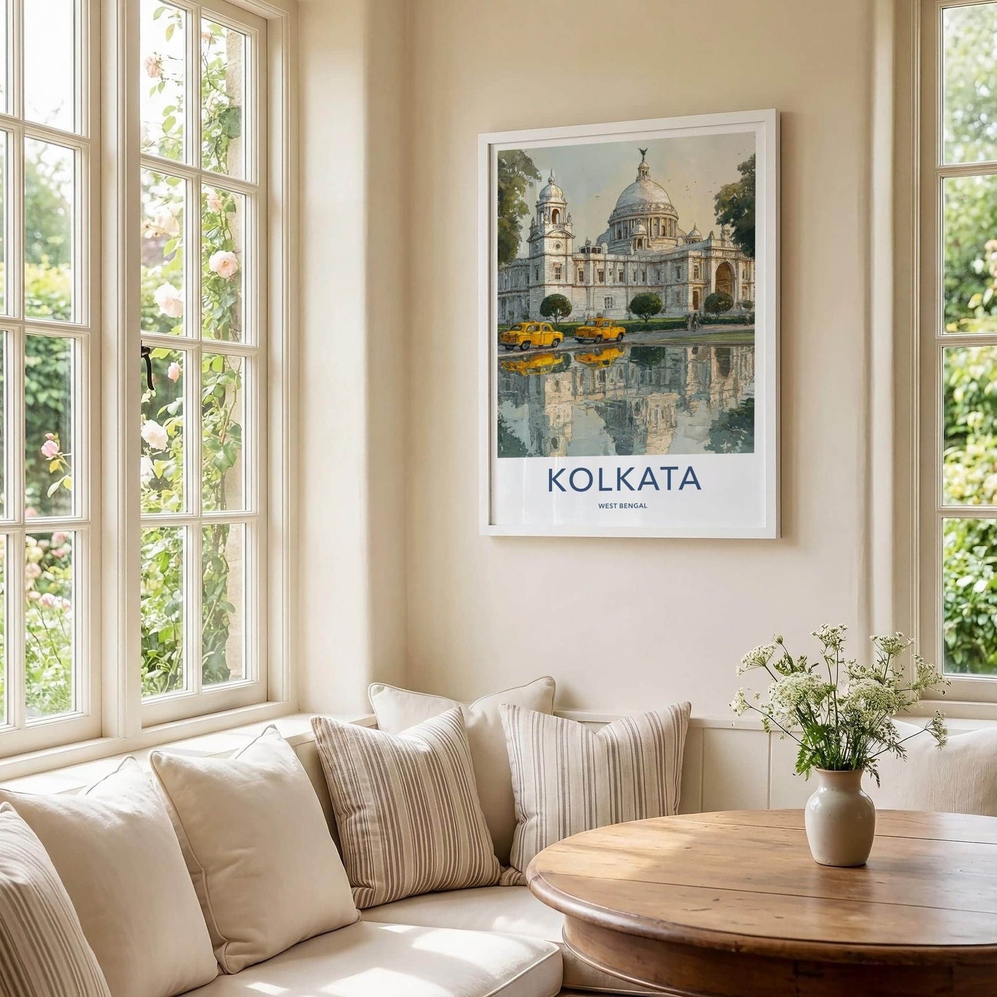 Kolkata Poster - India Travel Art - West Bengal Grand Building Reflection Home Decor