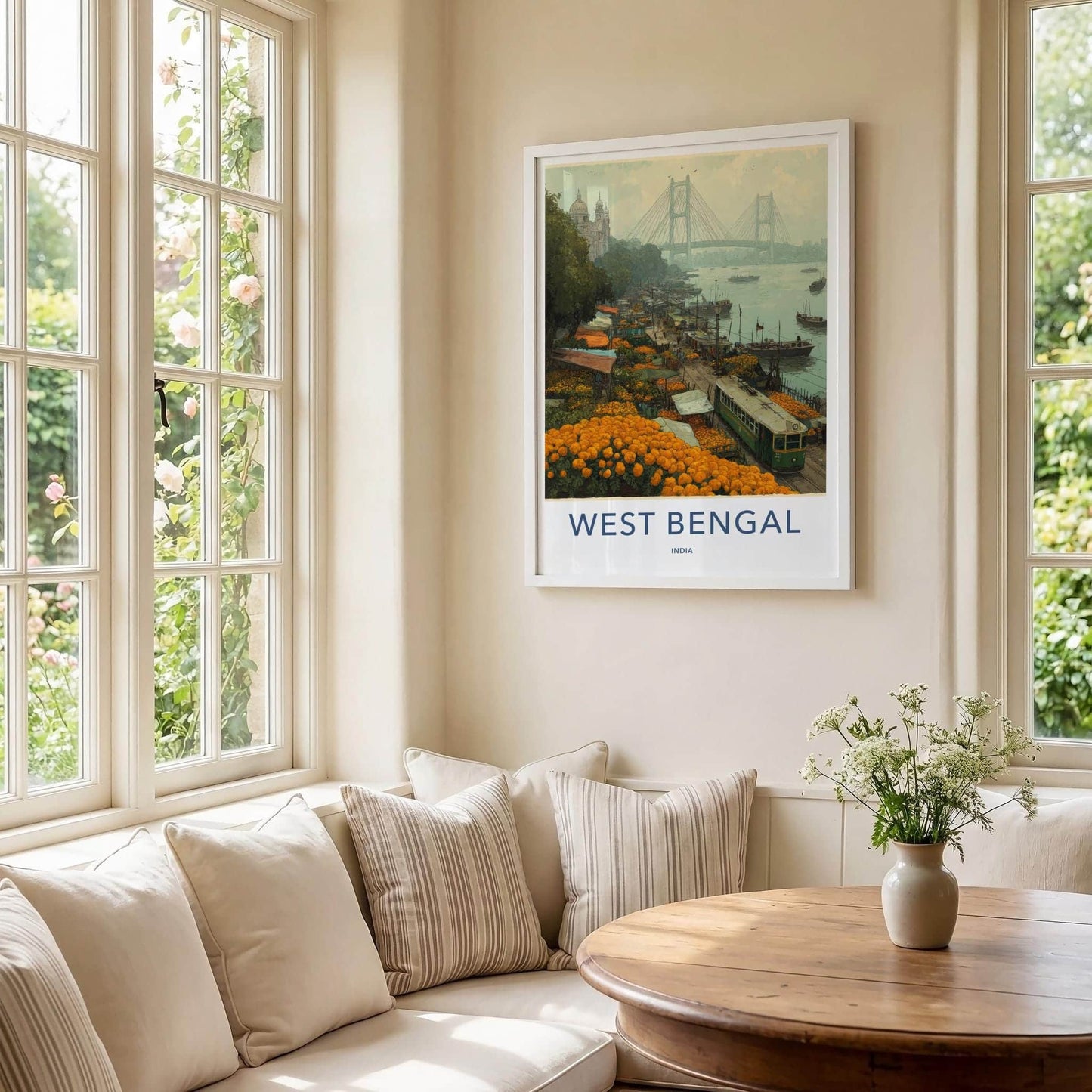 Kolkata Poster - India Travel Art - West Bengal Marigold Flower Market Home Decor