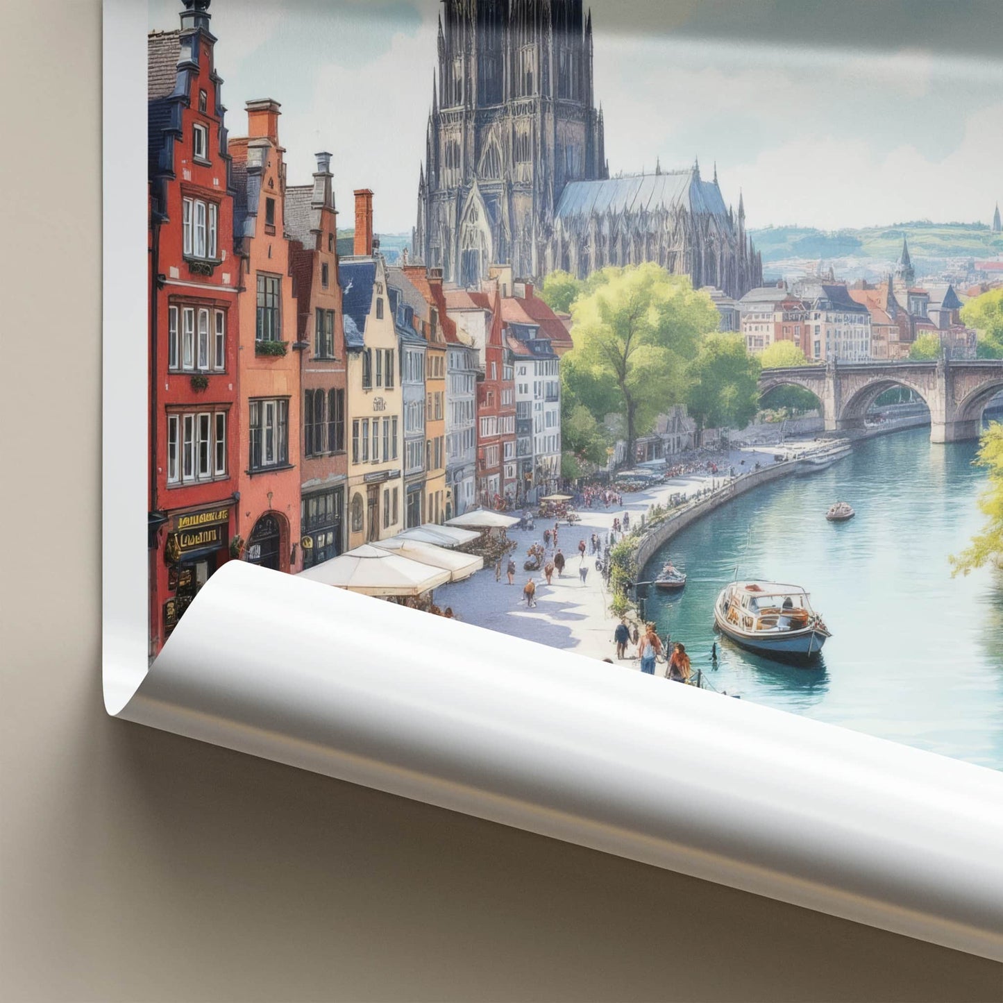 Koln Poster - Germany Wall Art - Gothic Cathedral Riverside Home Decor