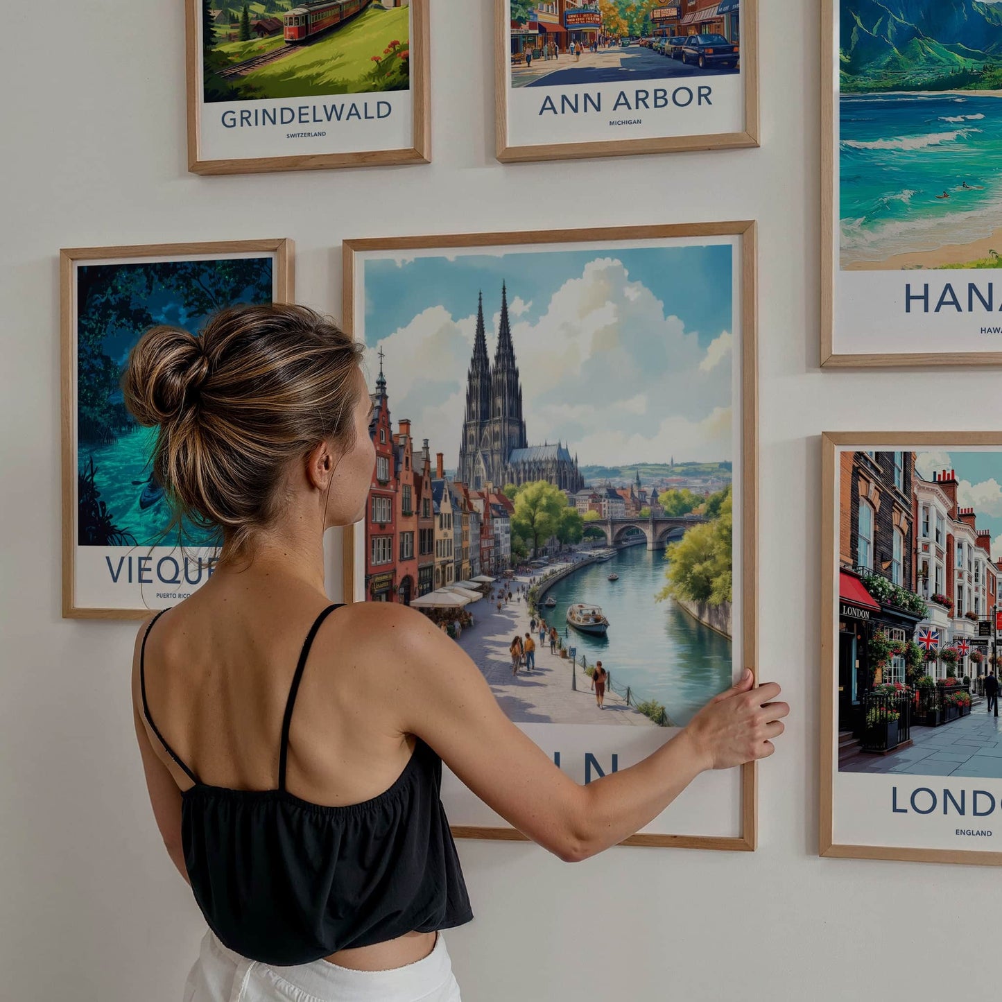 Koln Poster - Germany Wall Art - Gothic Cathedral Riverside Home Decor