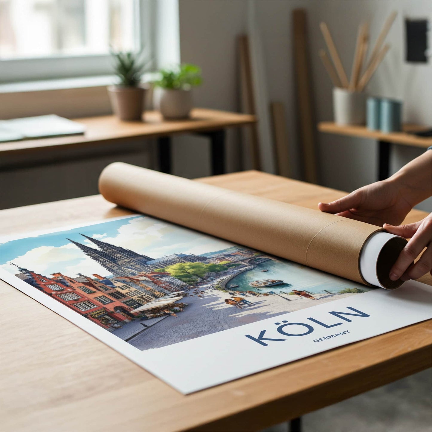 Koln Poster - Germany Wall Art - Gothic Cathedral Riverside Home Decor
