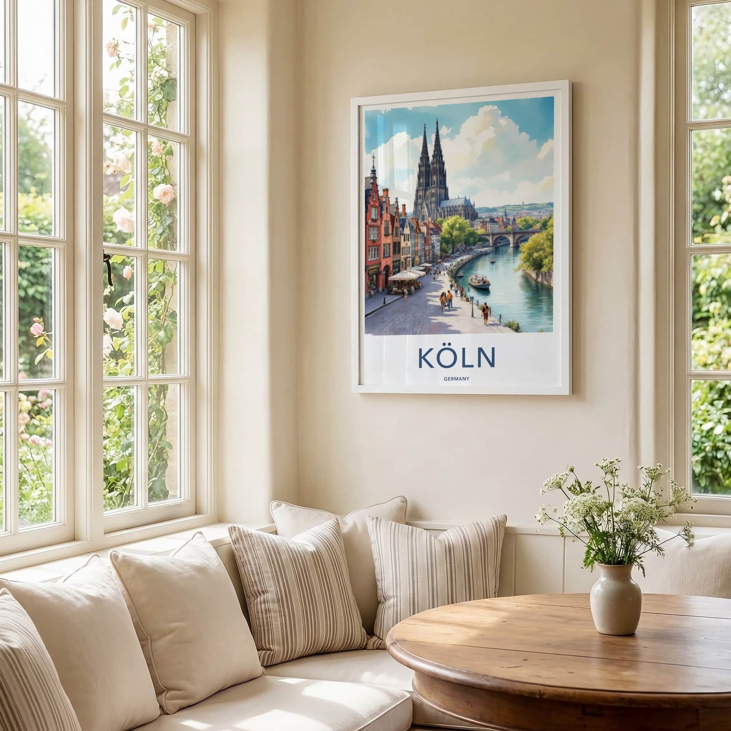 Koln Poster - Germany Wall Art - Gothic Cathedral Riverside Home Decor