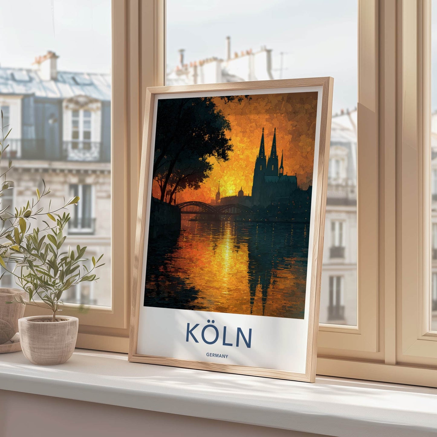 Koln Poster - Germany Wall Art - River Sunset Reflections Home Decor
