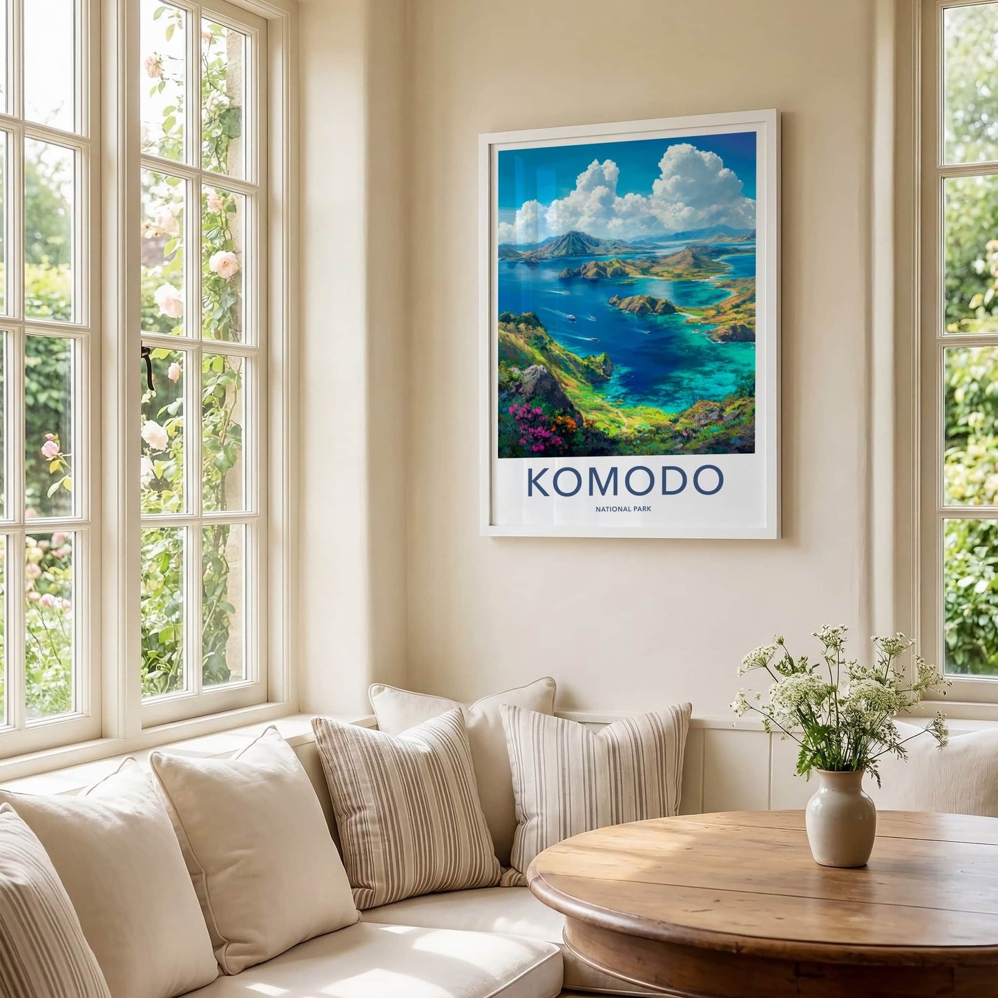 Komodo National Park Poster - Indonesia Travel Art - Vibrant Island Bays Home Decor