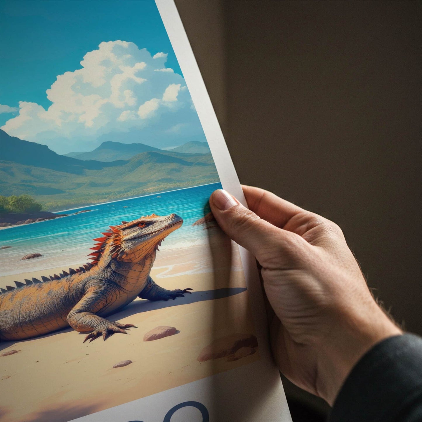 Komodo Poster - Indonesia Travel Art - Dragons Sunny Shore Home Decor