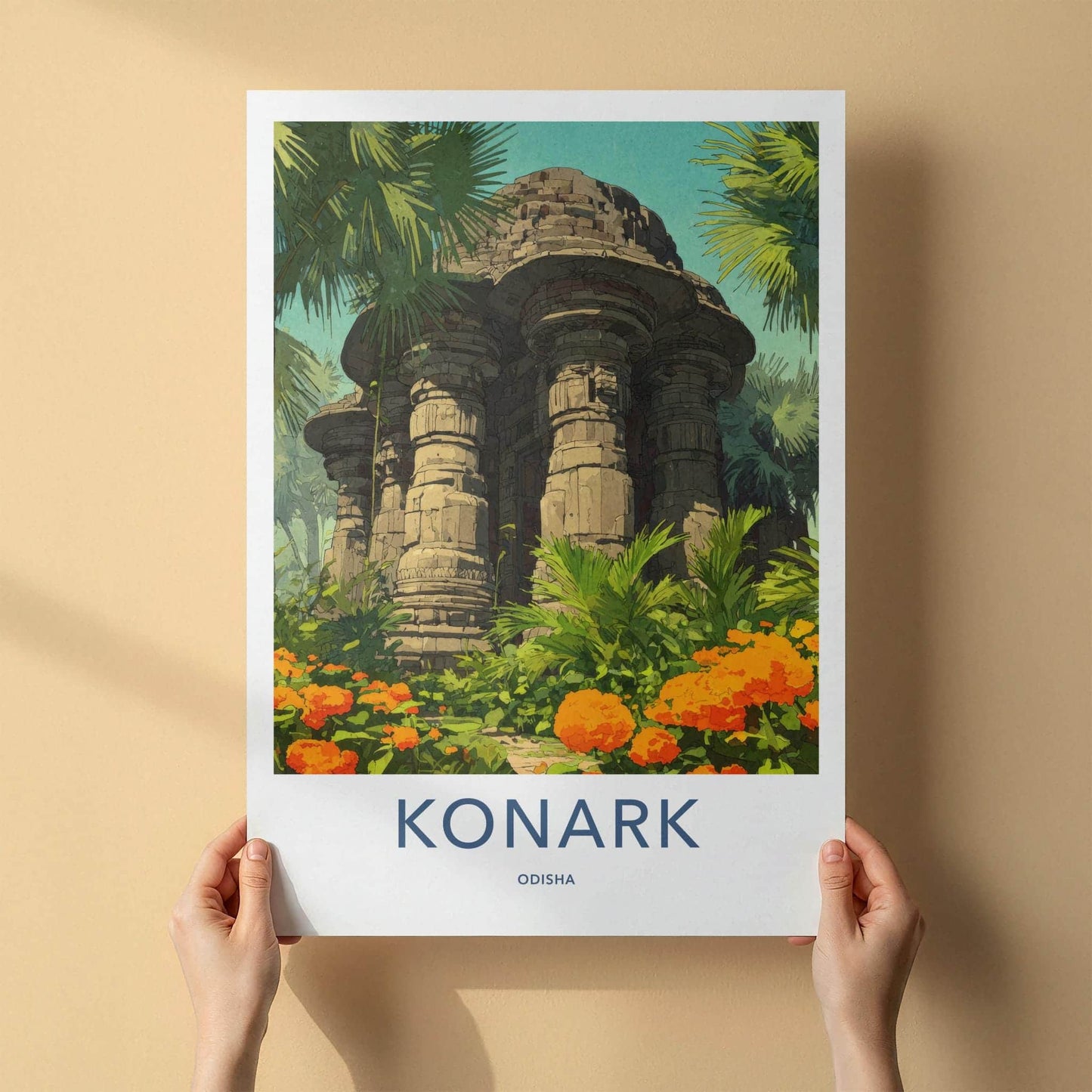 Konark Poster - India Travel Art - Odisha Ancient Stone Temple Wall Decor