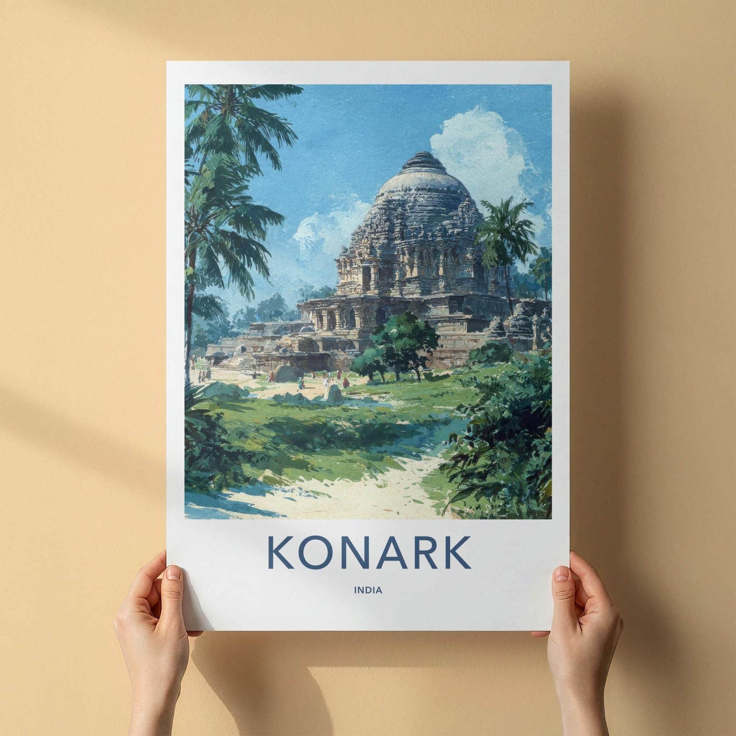 Konark Poster - India Travel Art - Odisha Ancient Temple Ruins Home Decor