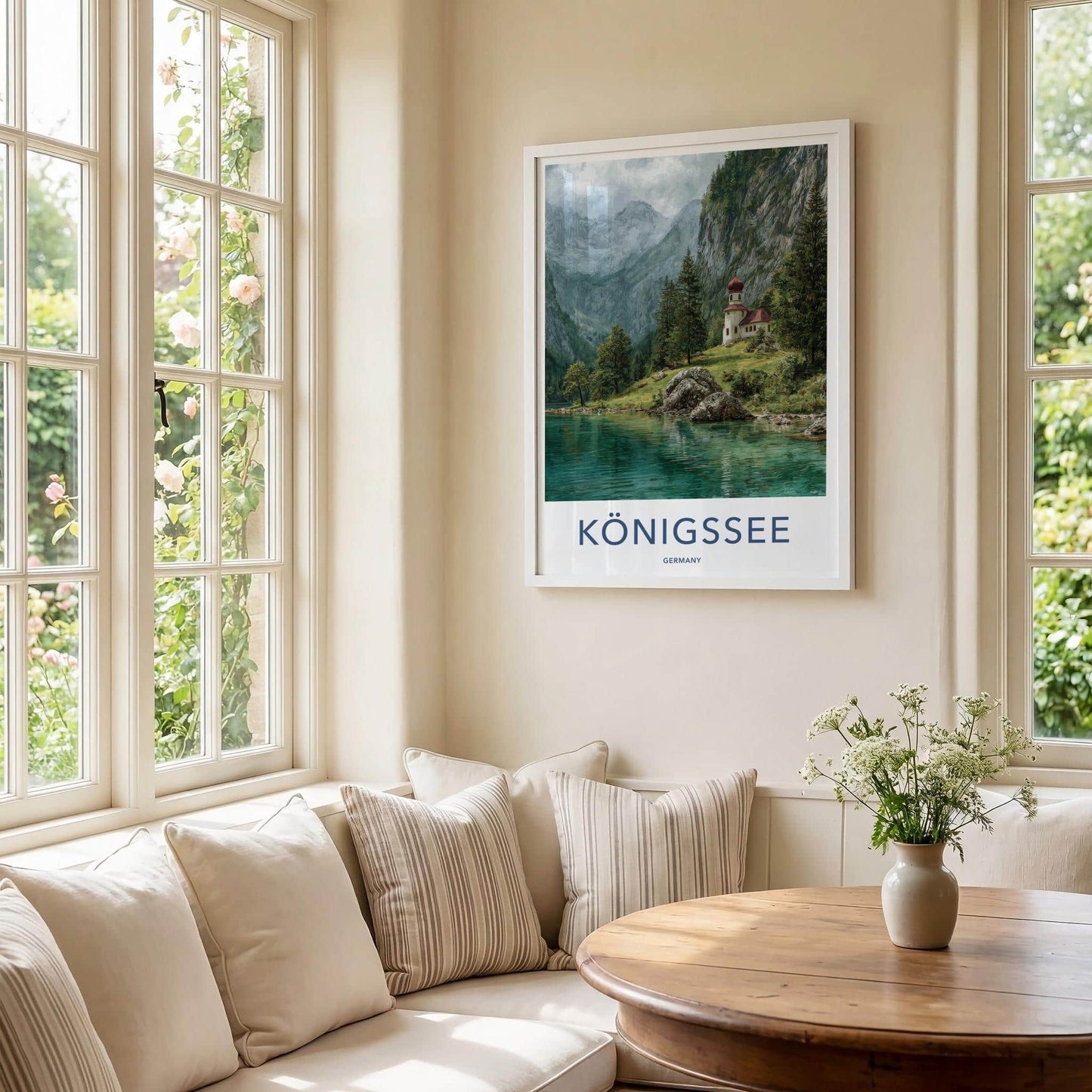 Konigssee Poster - Germany Travel Art - Alpine Lake Church Wall Decor