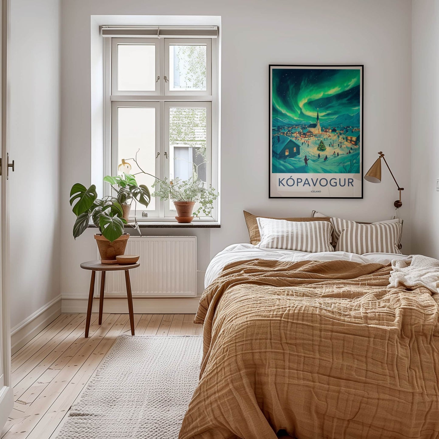 Kopavogur Poster - Iceland Travel Art - Aurora Borealis Night Home Decor