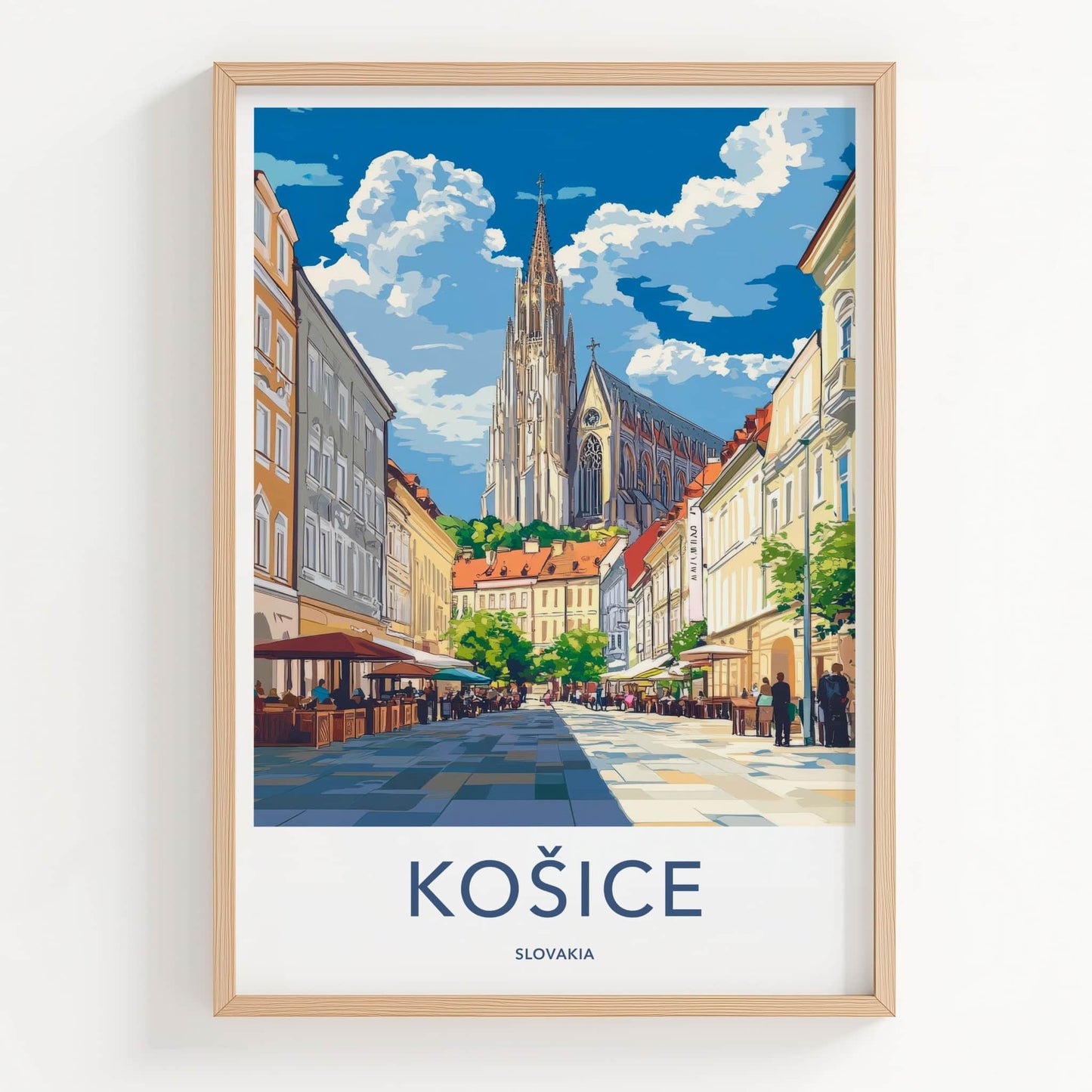 Kosice Poster - Slovakia Travel Art - Gothic Cathedral Square Home Decor
