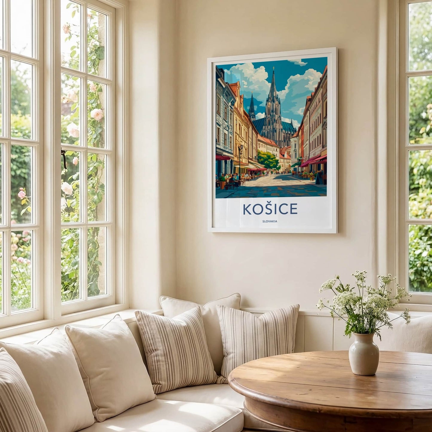 Kosice Poster - Slovakia Travel Art - Historic Street Cathedral Home Decor