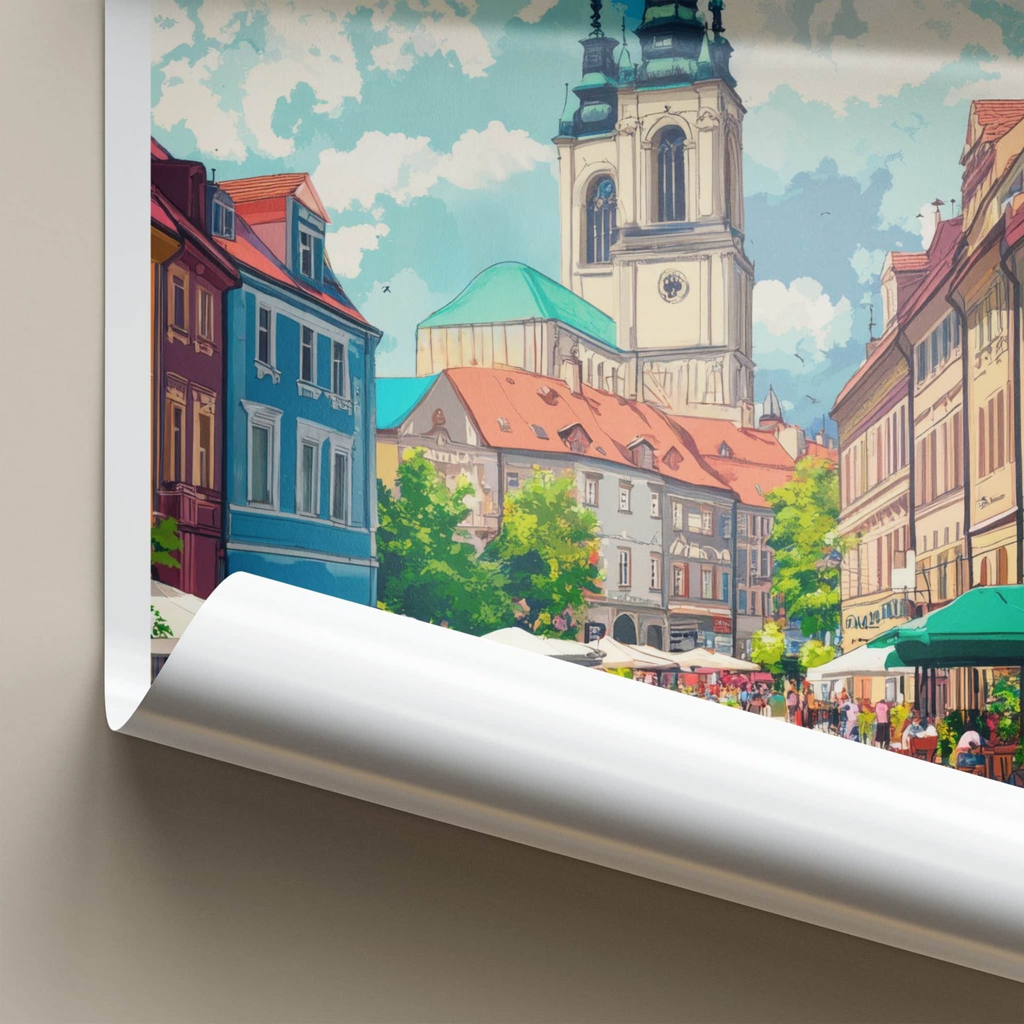 Kosice Poster - Slovakia Travel Art - Lively Cityscape Scene Wall Decor