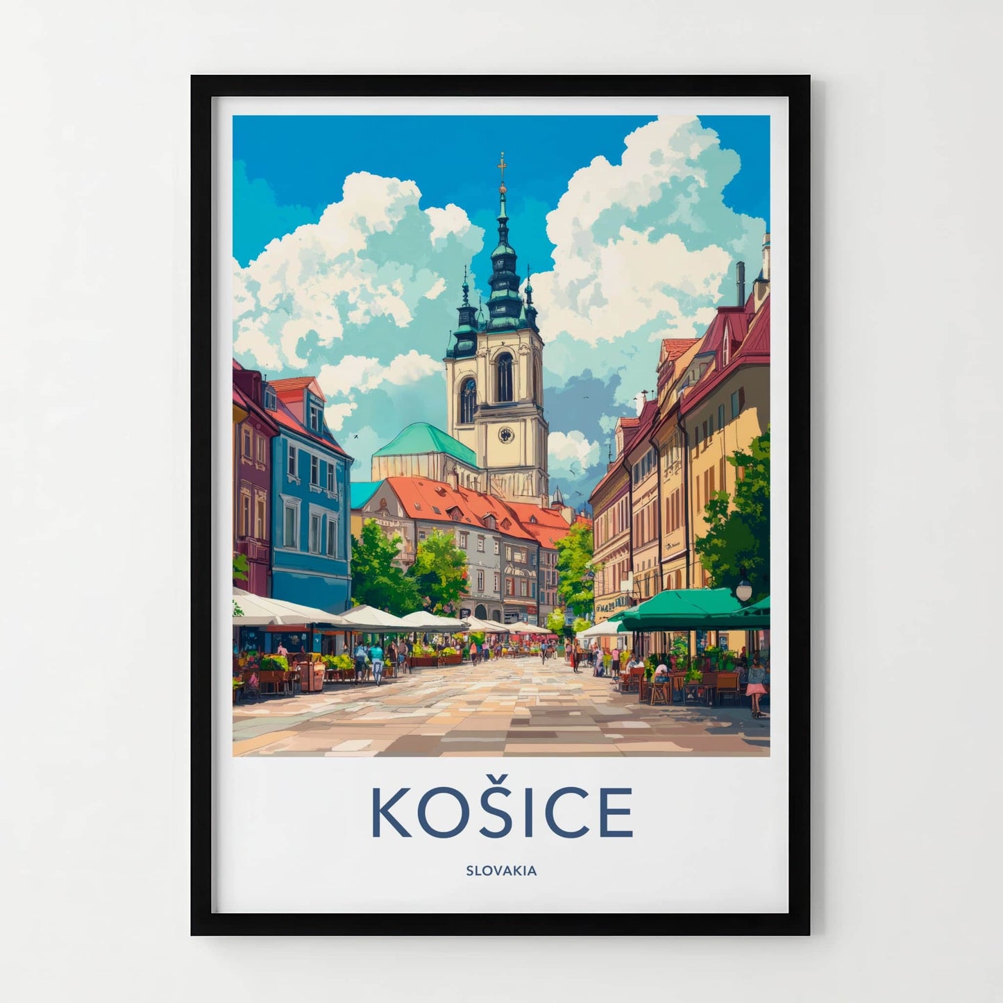 Kosice Poster - Slovakia Travel Art - Lively Cityscape Scene Wall Decor