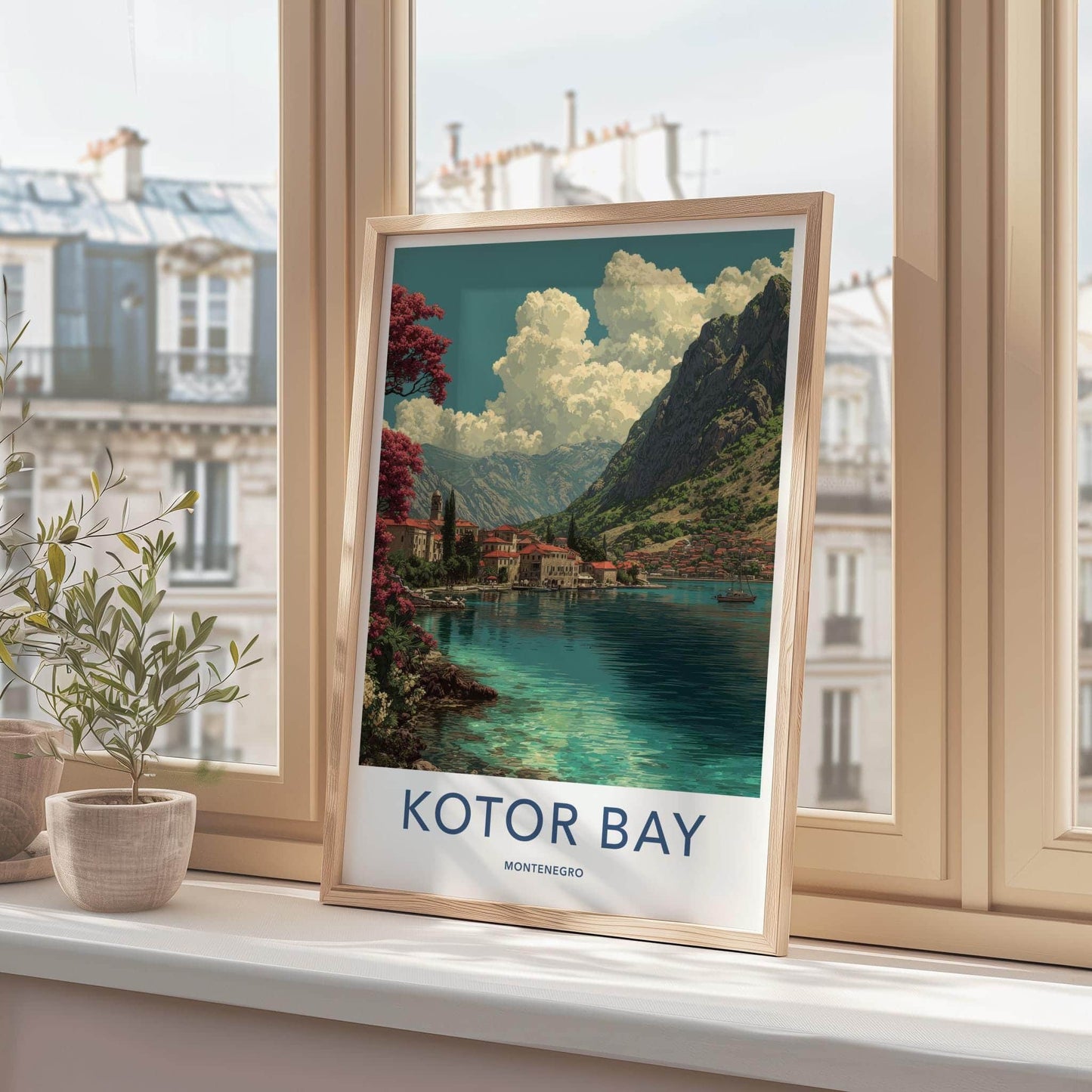 Kotor Bay Poster - Montenegro Travel Art - Coastal Townscape View Home Decor