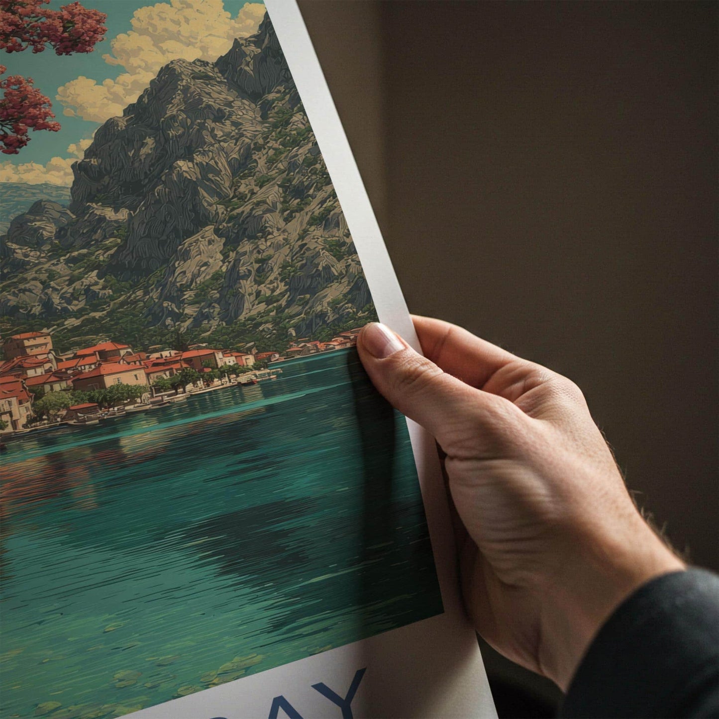Kotor Bay Poster - Montenegro Travel Print - Coastal Town Mountains Home Decor