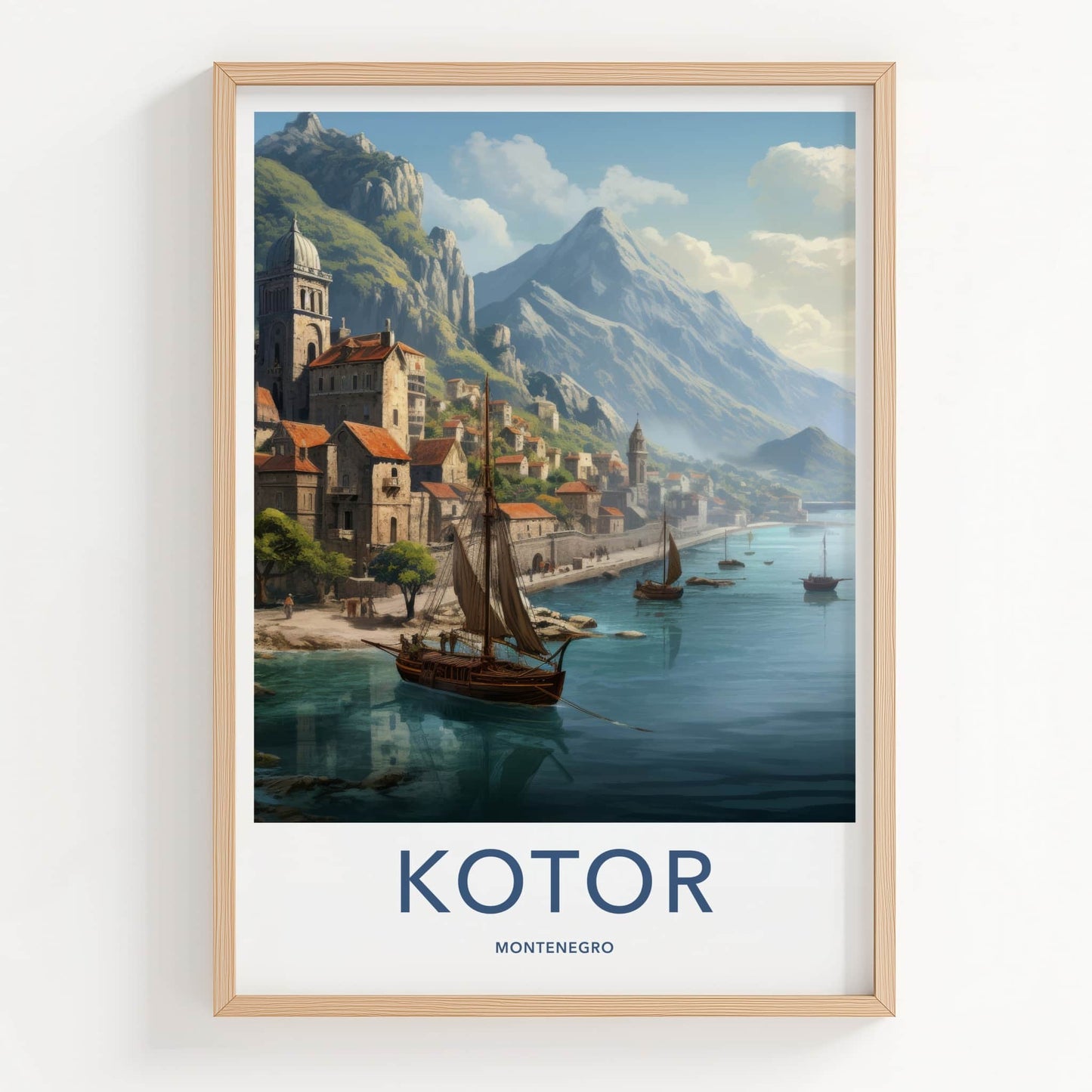 Kotor Poster - Montenegro Travel Art - Historic Bay Village Home Decor