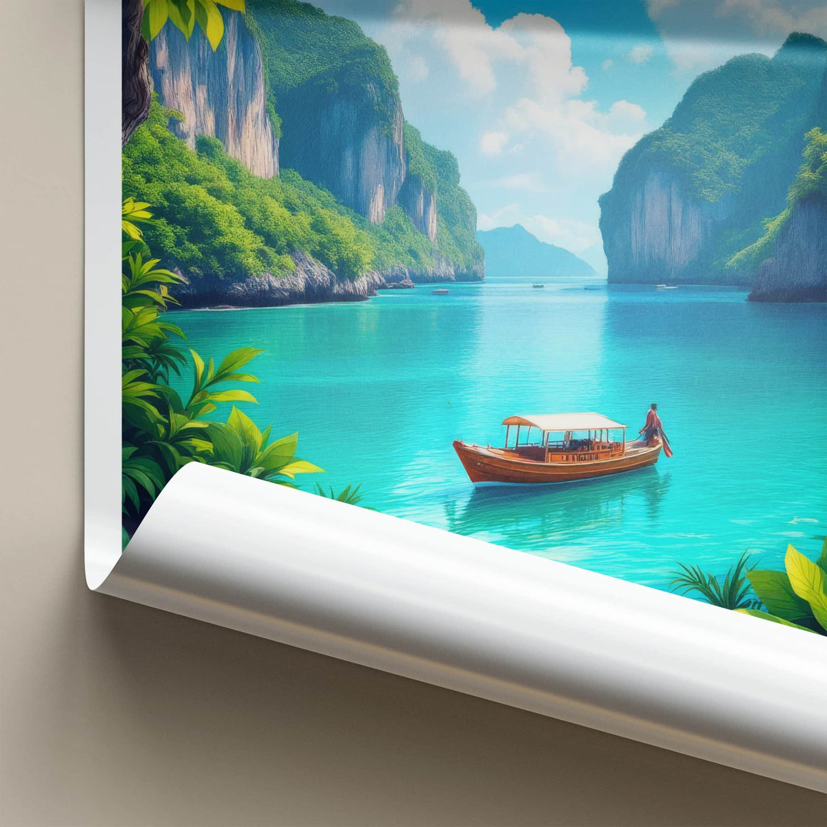 Krabi Poster - Thailand Travel Art - Scenic Island Boat Home Decor