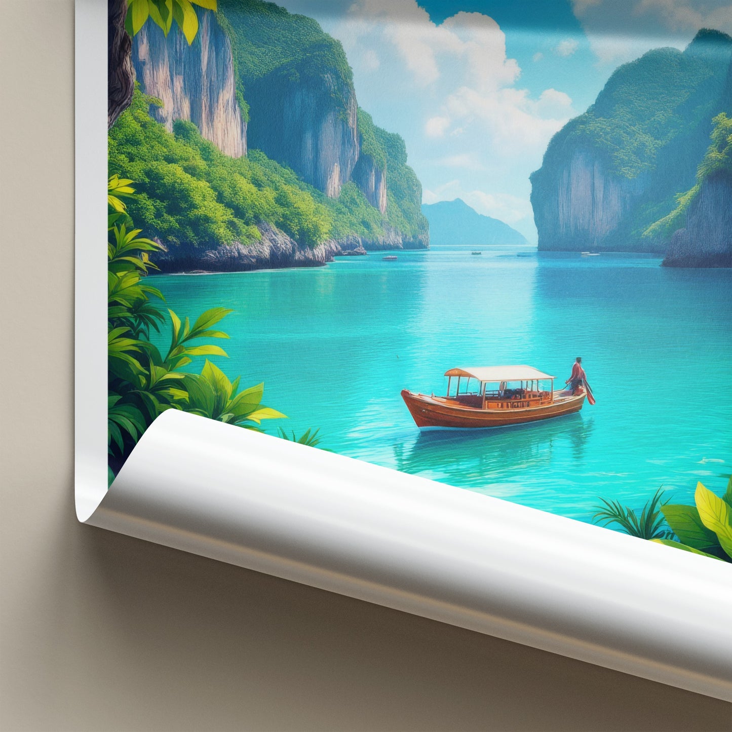 Krabi Poster - Thailand Travel Art - Scenic Island Boat Home Decor