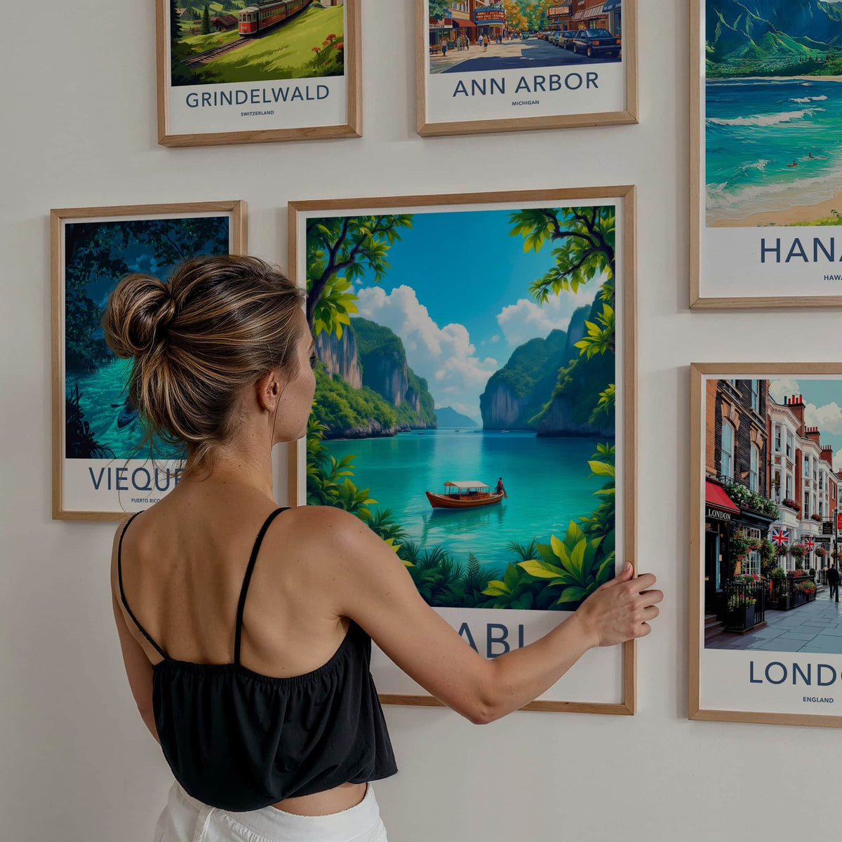 Krabi Poster - Thailand Travel Art - Scenic Island Boat Home Decor