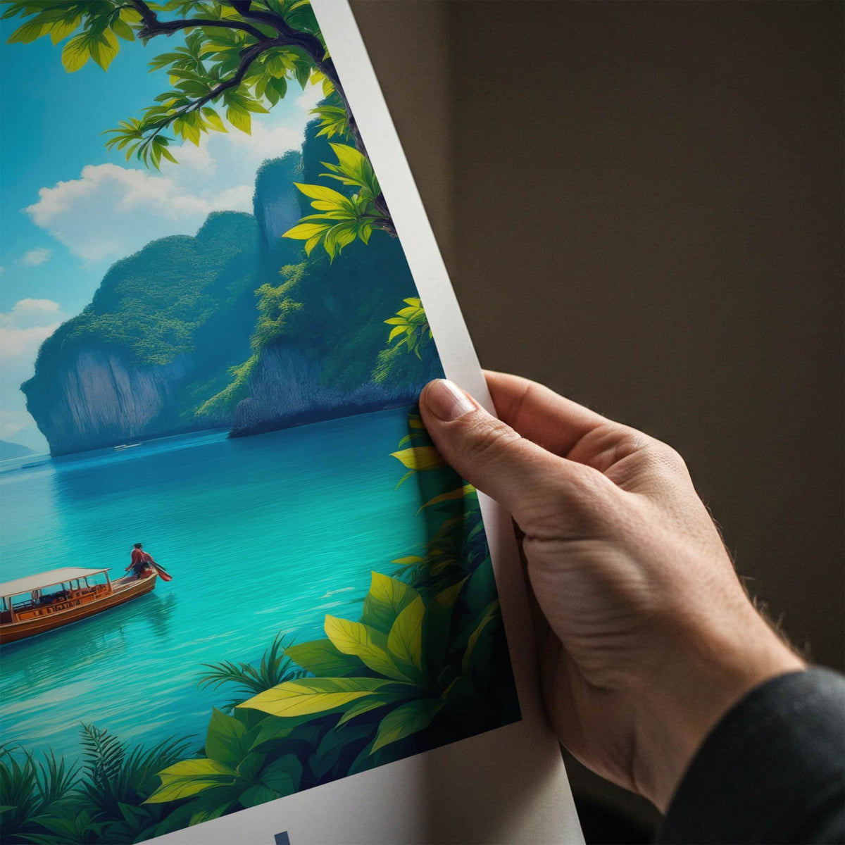 Krabi Poster - Thailand Travel Art - Scenic Island Boat Home Decor