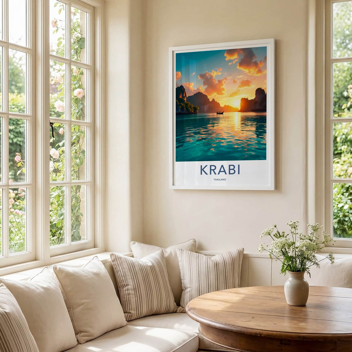 Krabi Poster - Thailand Travel Art - Tropical Island Sunset Home Decor