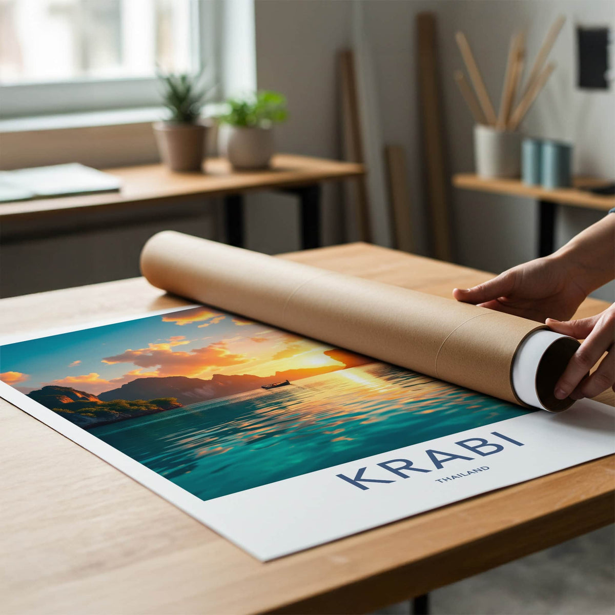 Krabi Poster - Thailand Travel Art - Tropical Island Sunset Home Decor