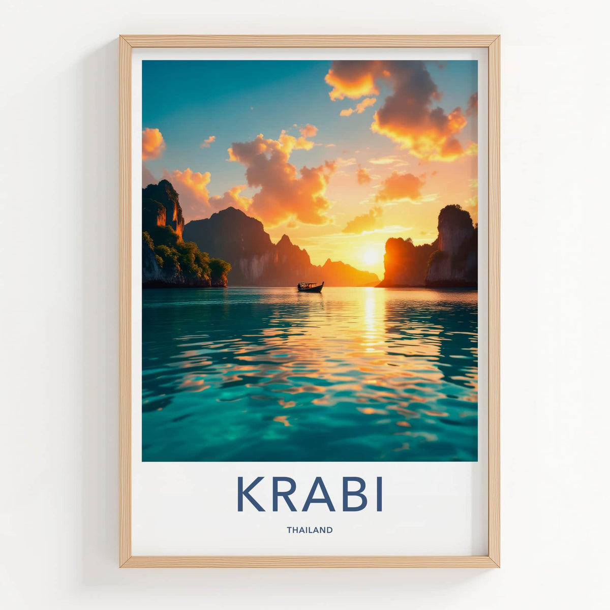 Krabi Poster - Thailand Travel Art - Tropical Island Sunset Home Decor