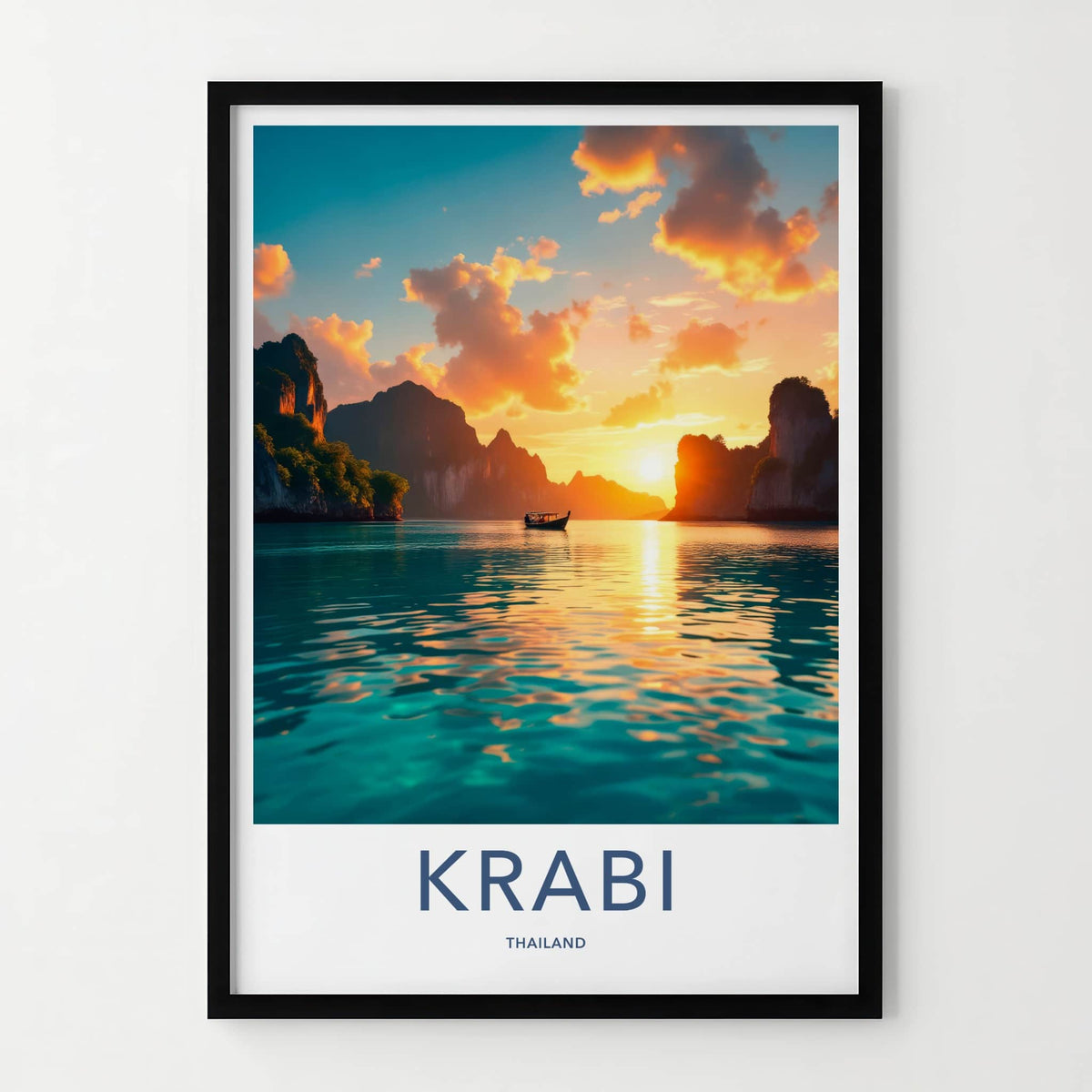 Krabi Poster - Thailand Travel Art - Tropical Island Sunset Home Decor