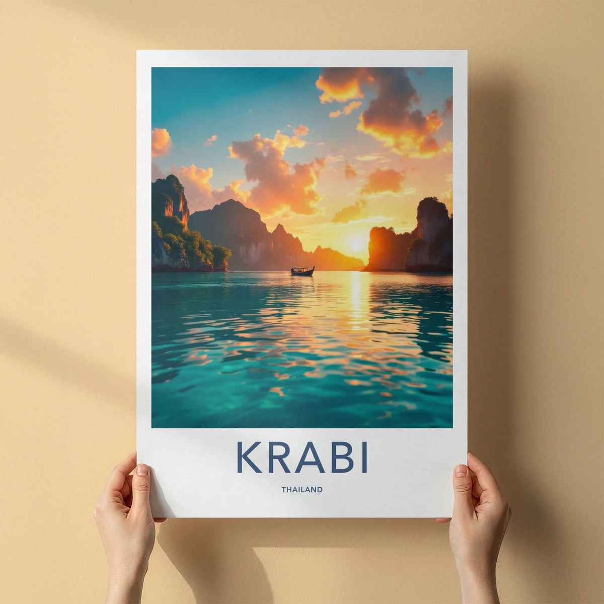 Krabi Poster - Thailand Travel Art - Tropical Island Sunset Home Decor